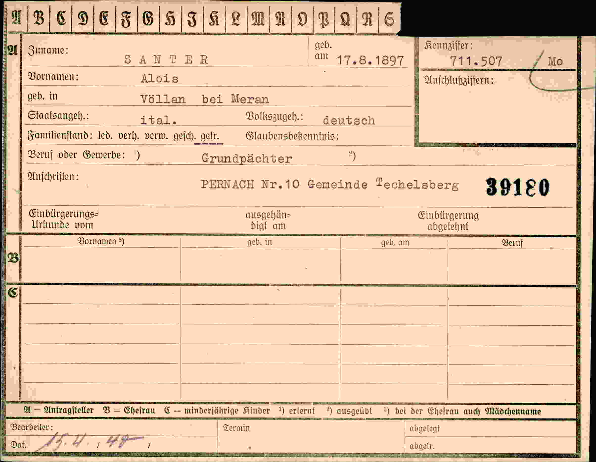 Dokument für Alois Santer