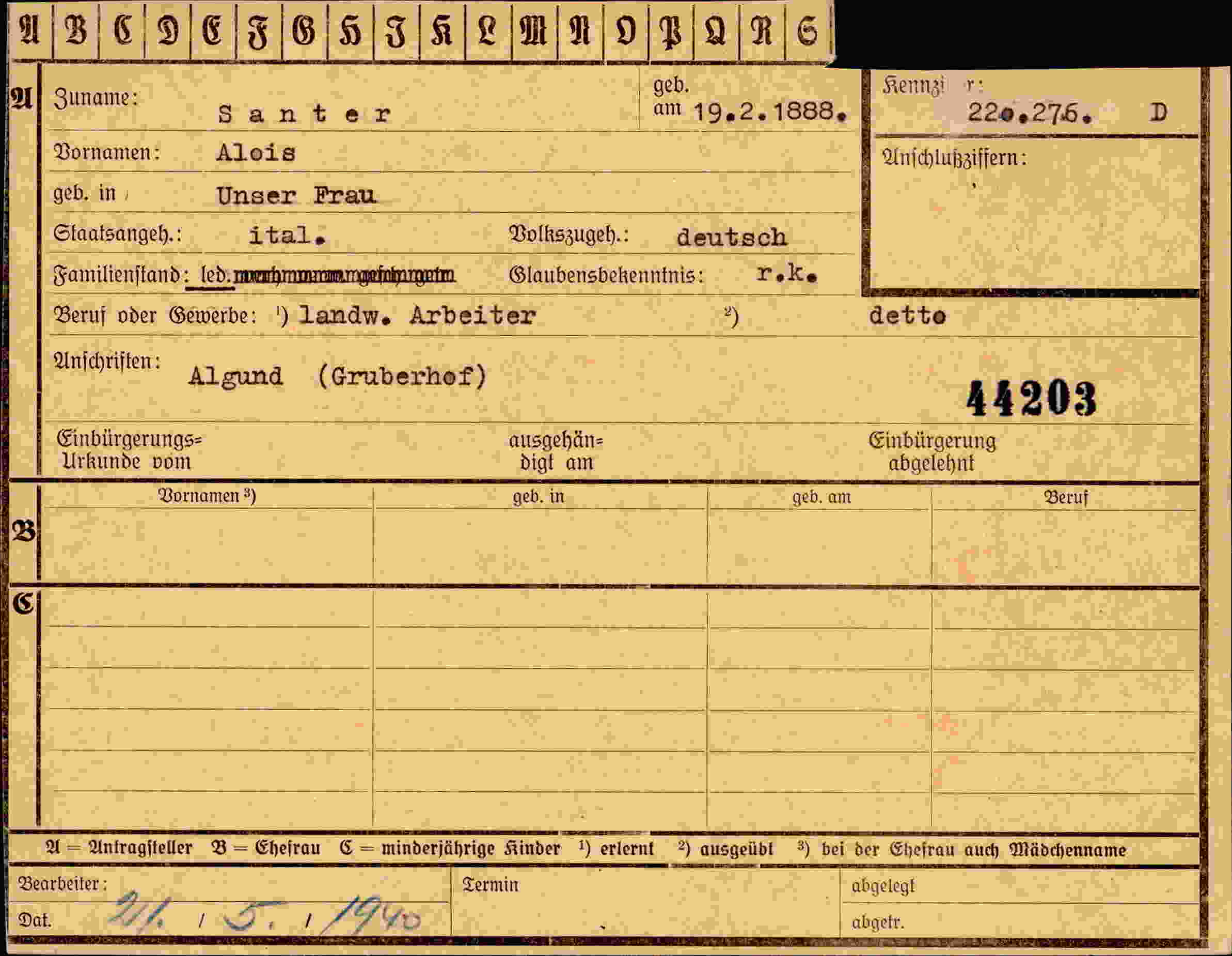 Dokument für Alois Santer
