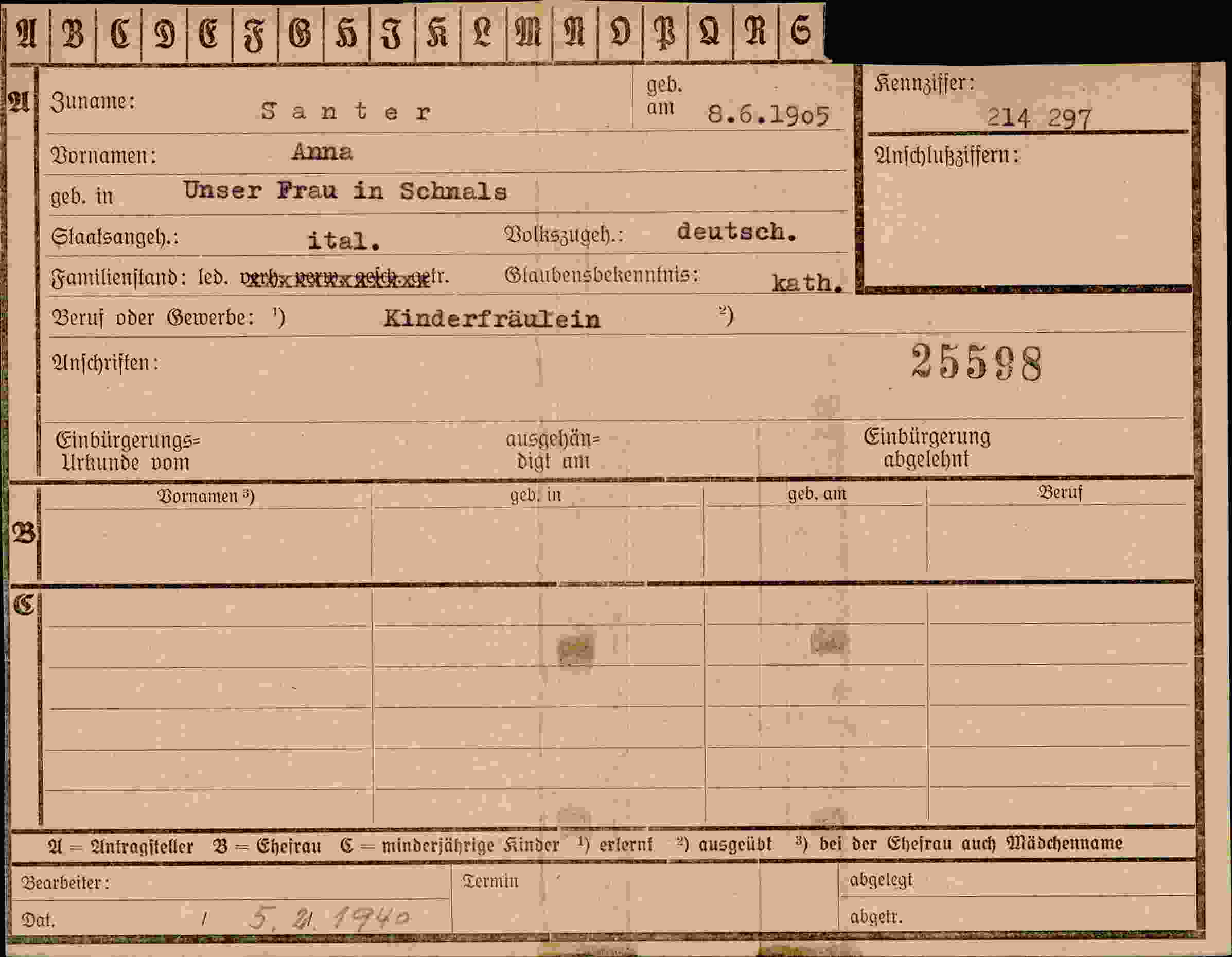 Dokument für Anna Santer