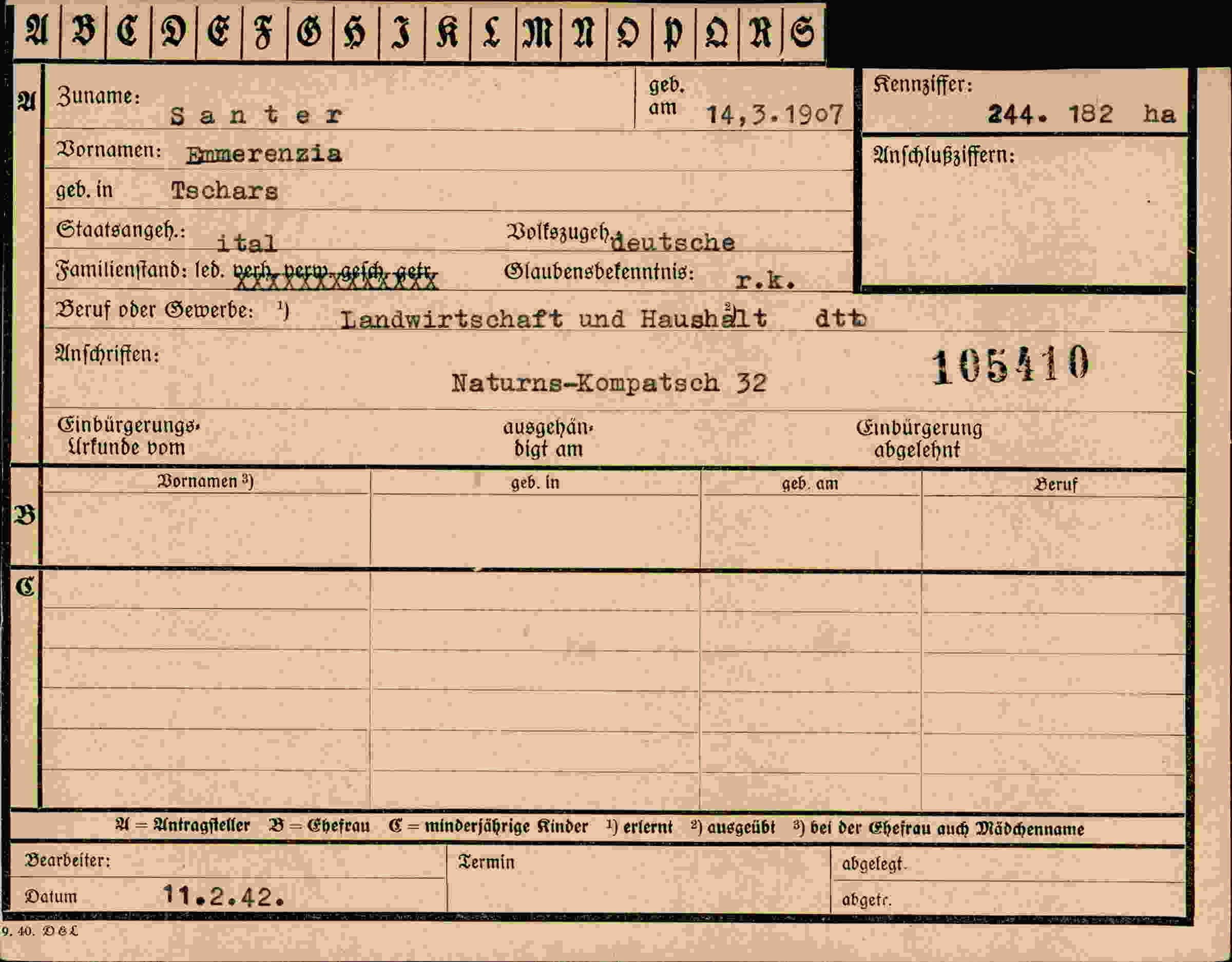 Vorderseite des Dokuments