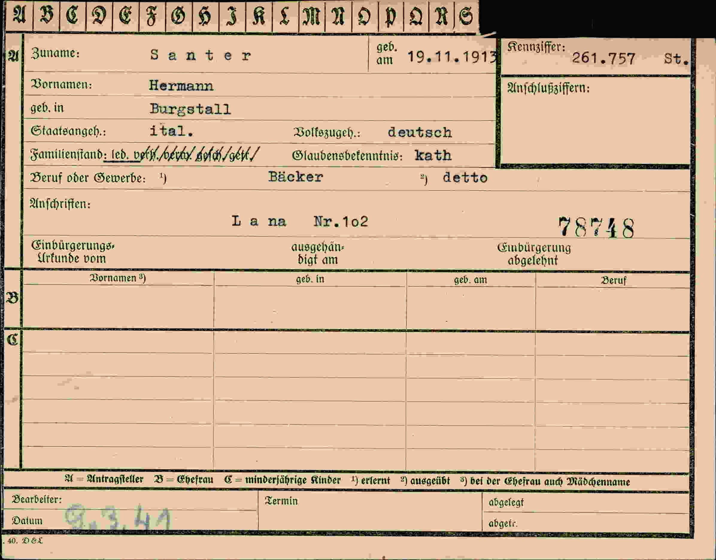 Dokument für Hermann Santer