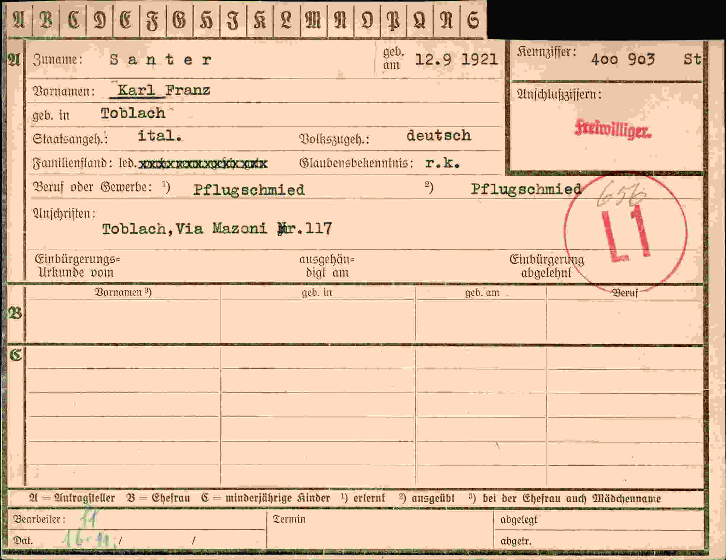Dokument für Karl Franz Santer