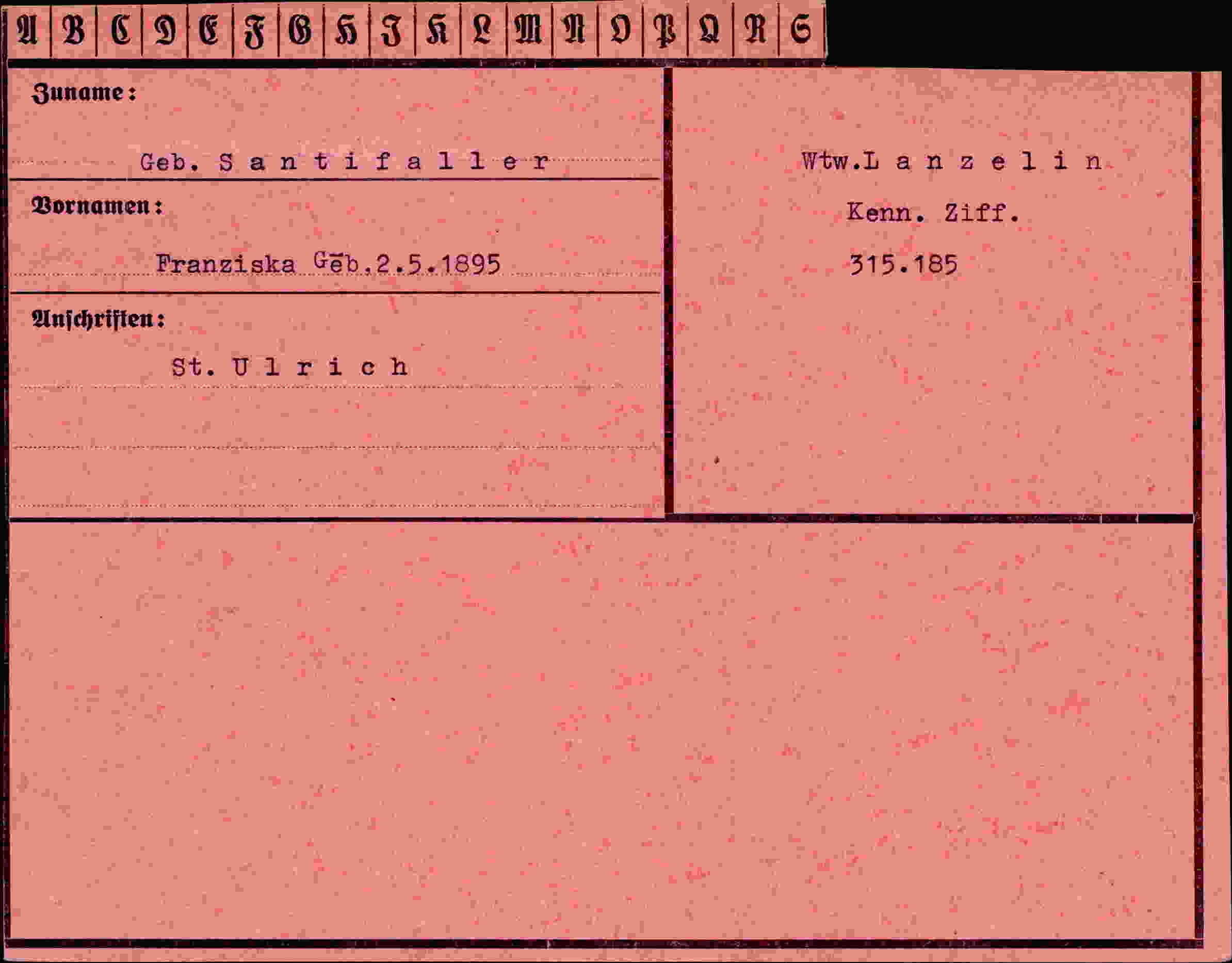 Dokument für Franziska Santifaller