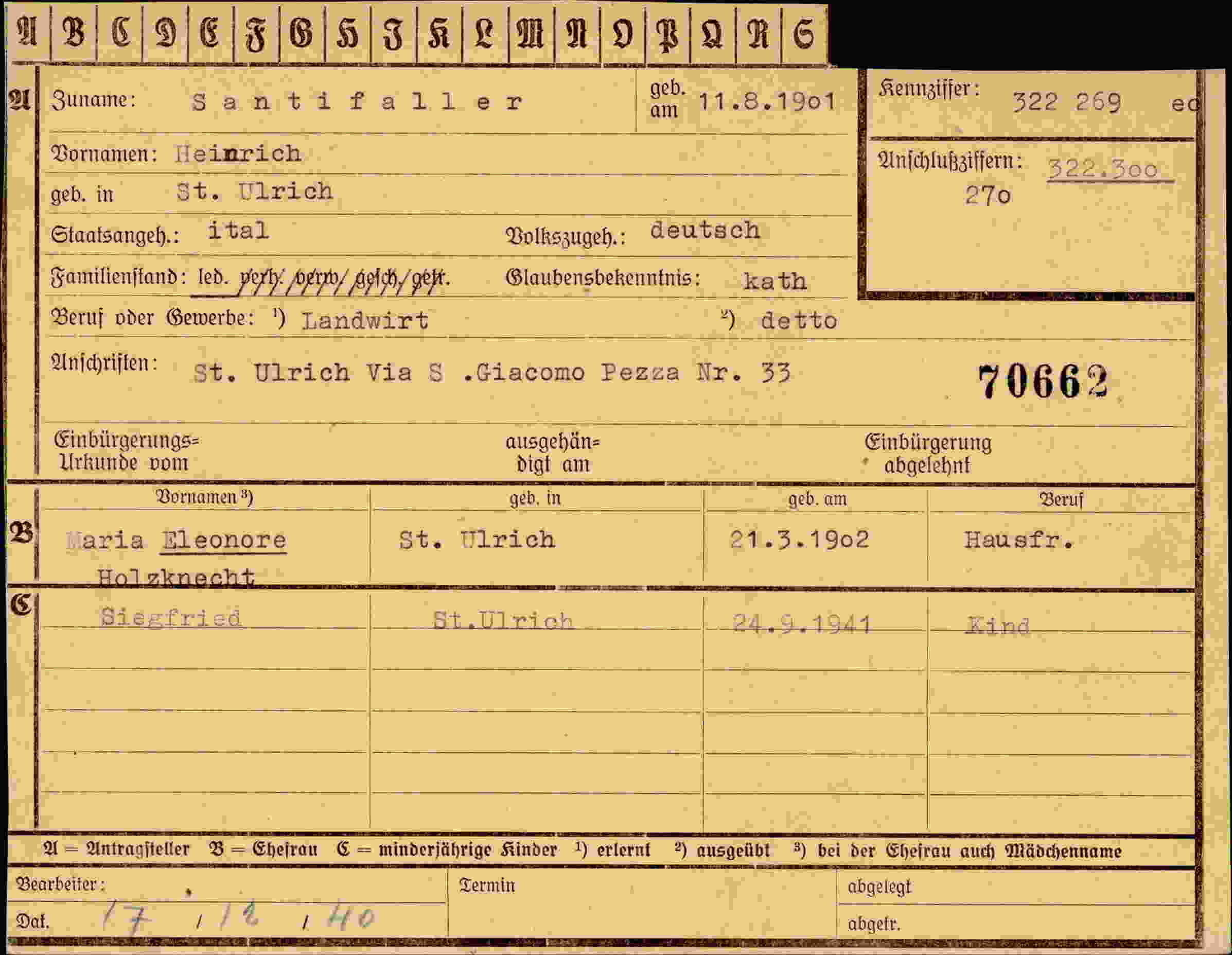 Dokument für Heinrich Santifaller