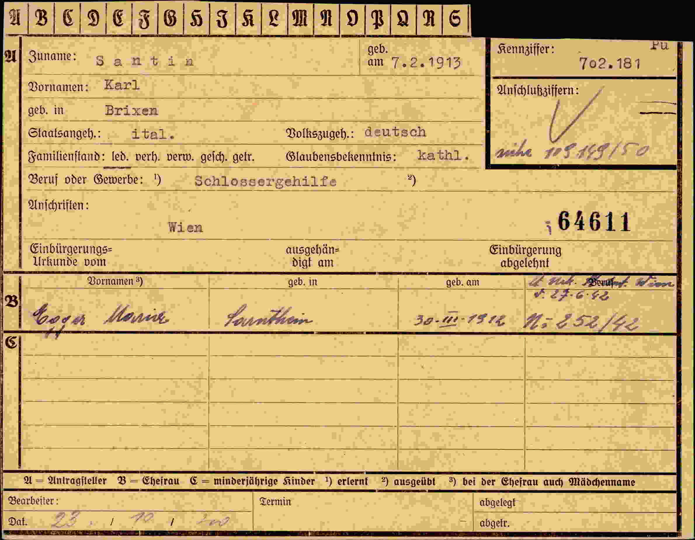 Dokument für Karl Santin