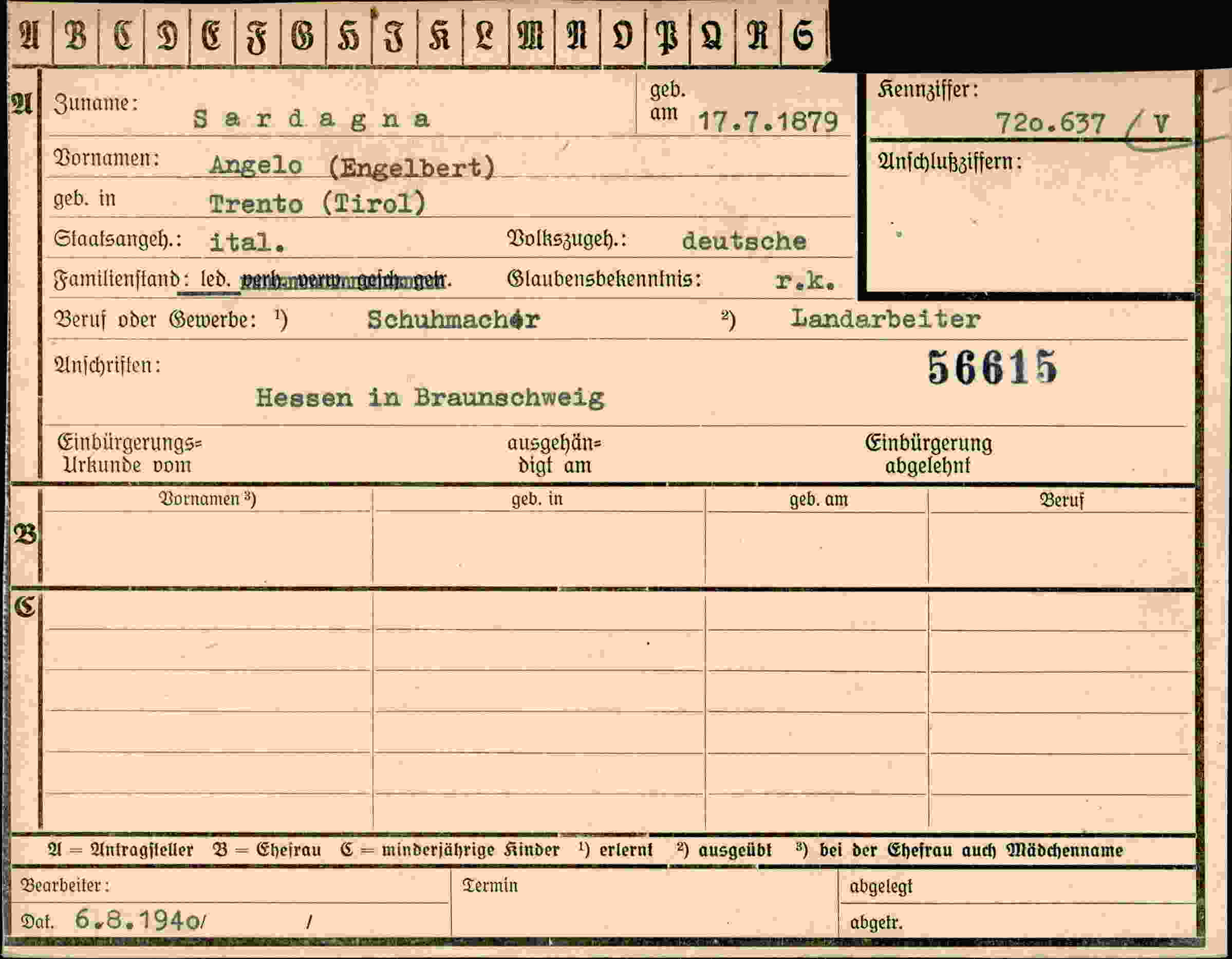 Vorderseite des Dokuments