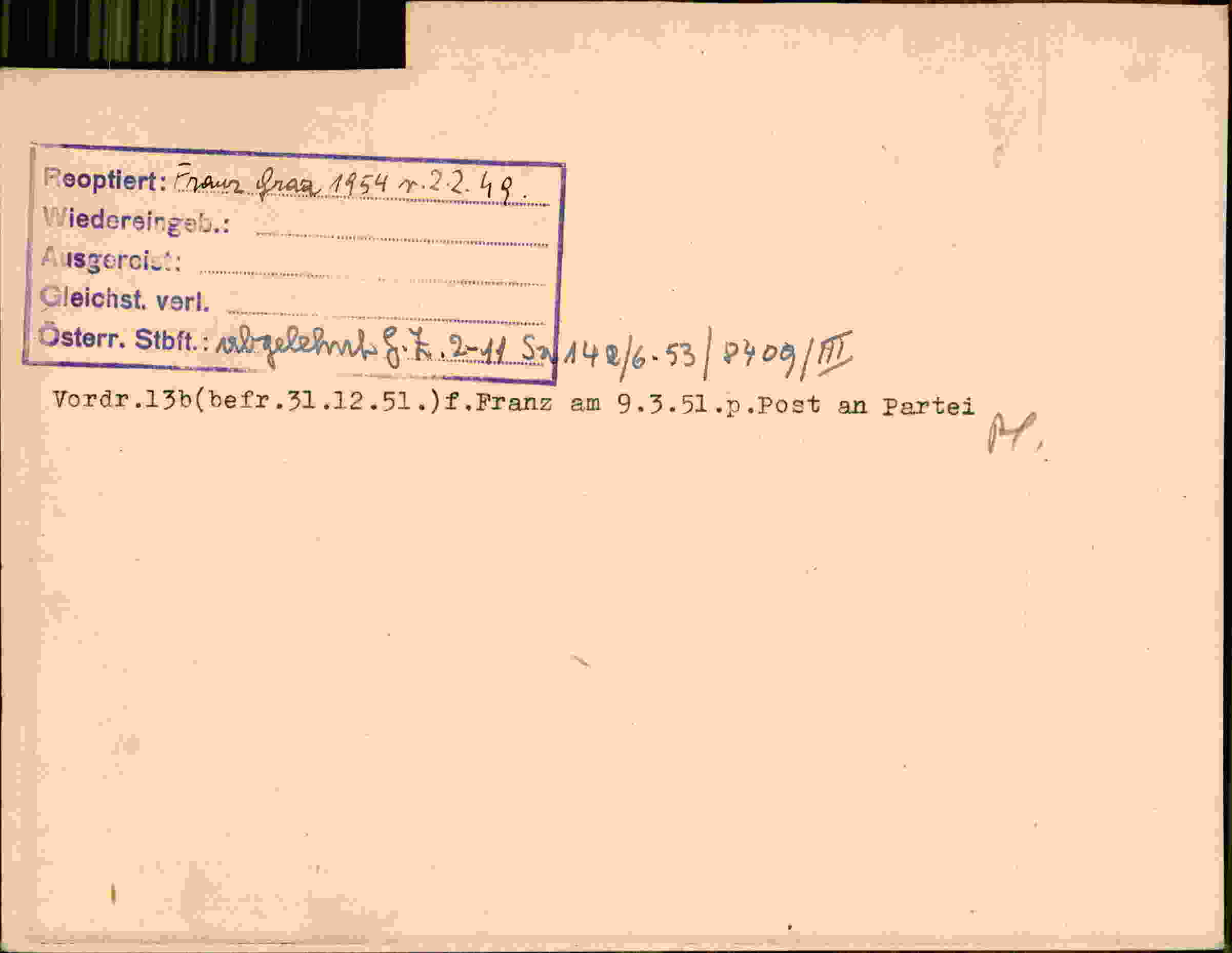 Rückseite des Dokuments