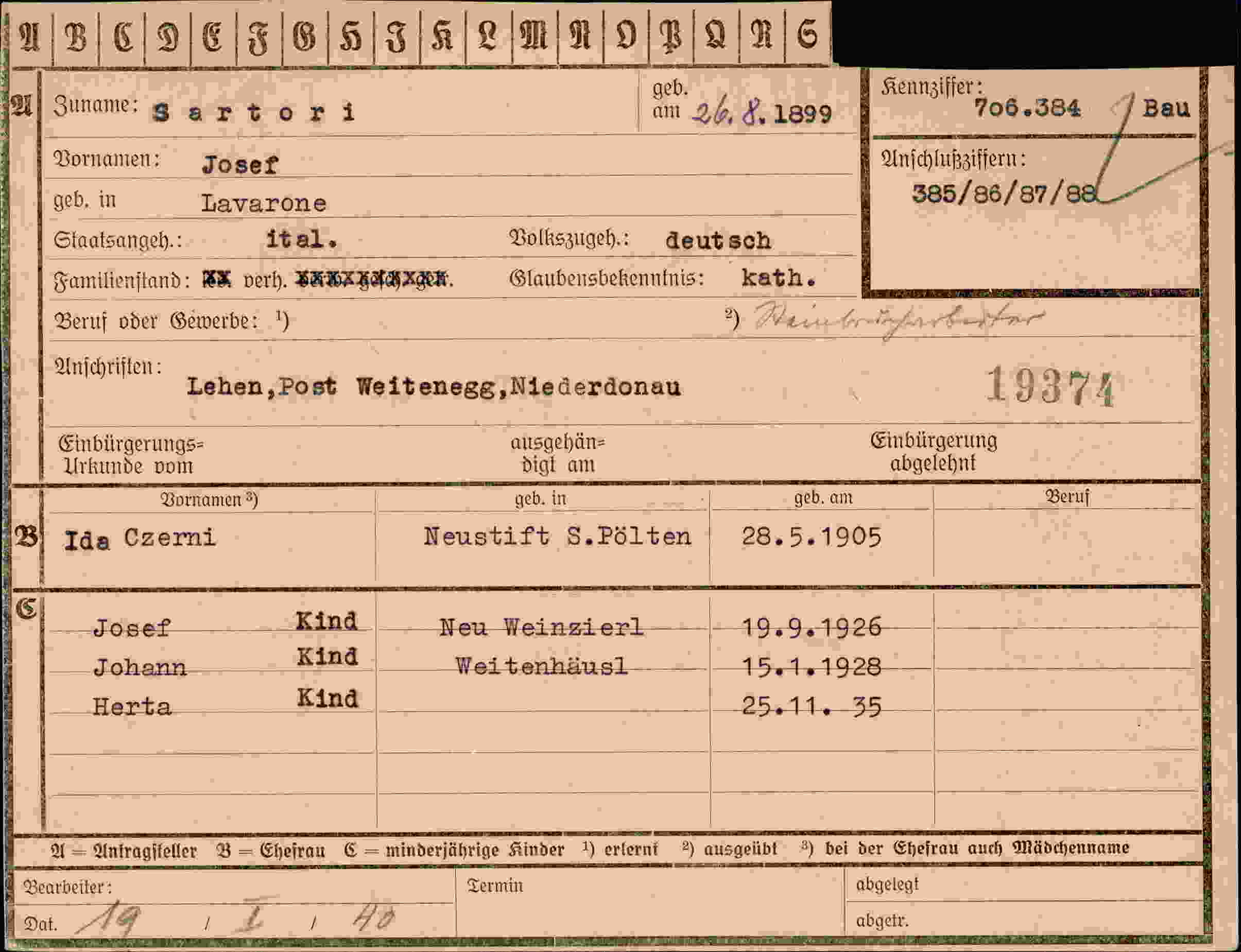 Vorderseite des Dokuments