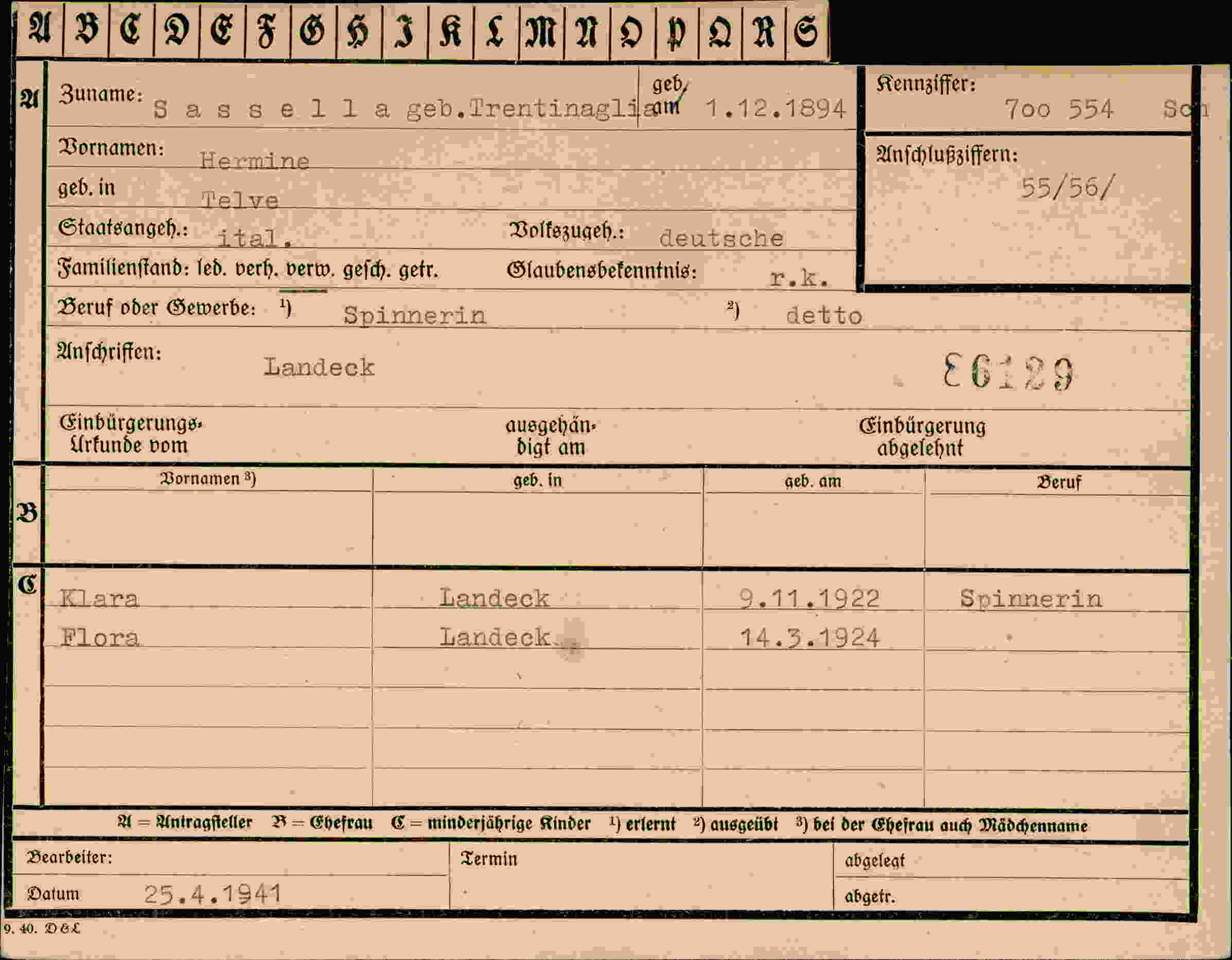 Dokument für Hermine Sassella