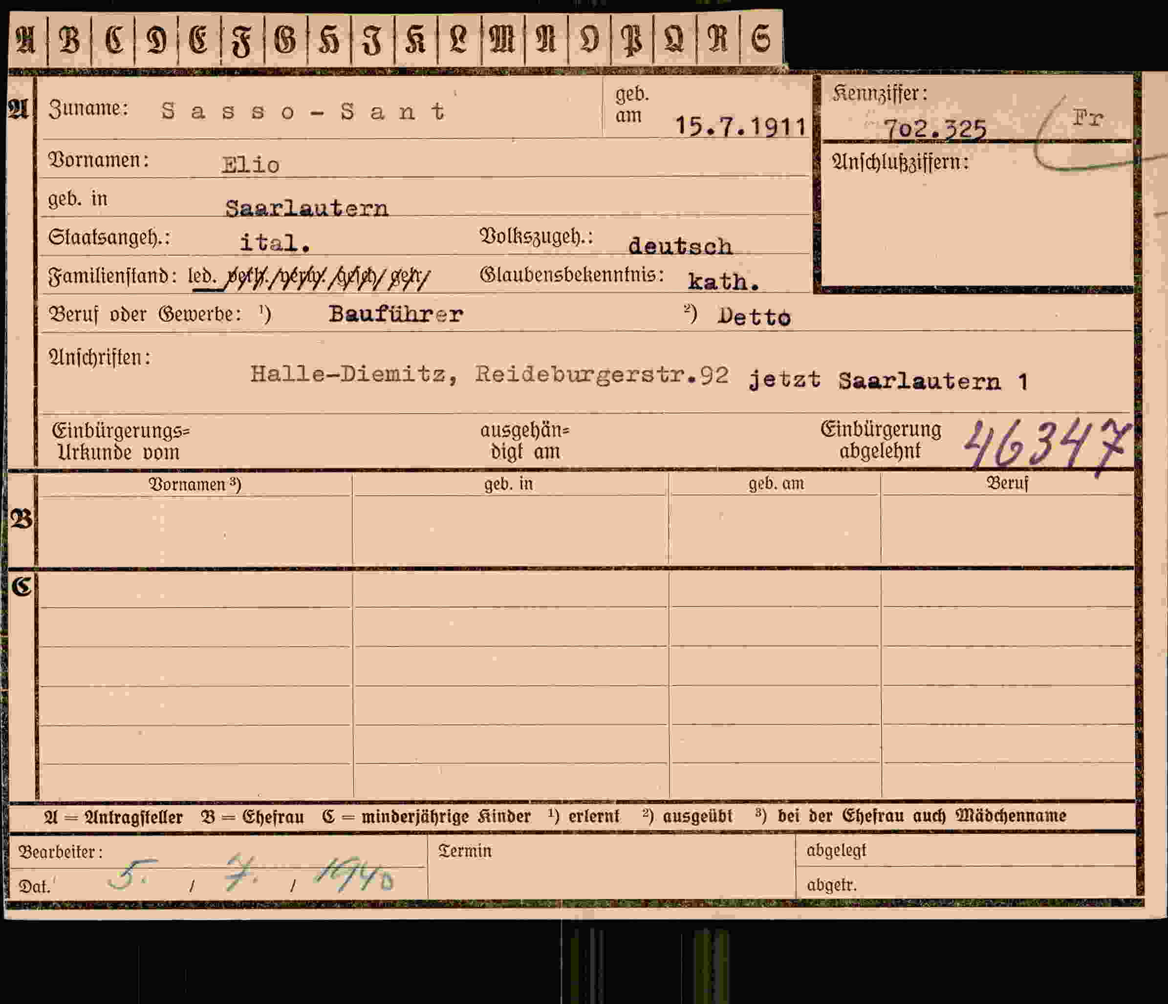 Dokument für Elio Sasso - Sant