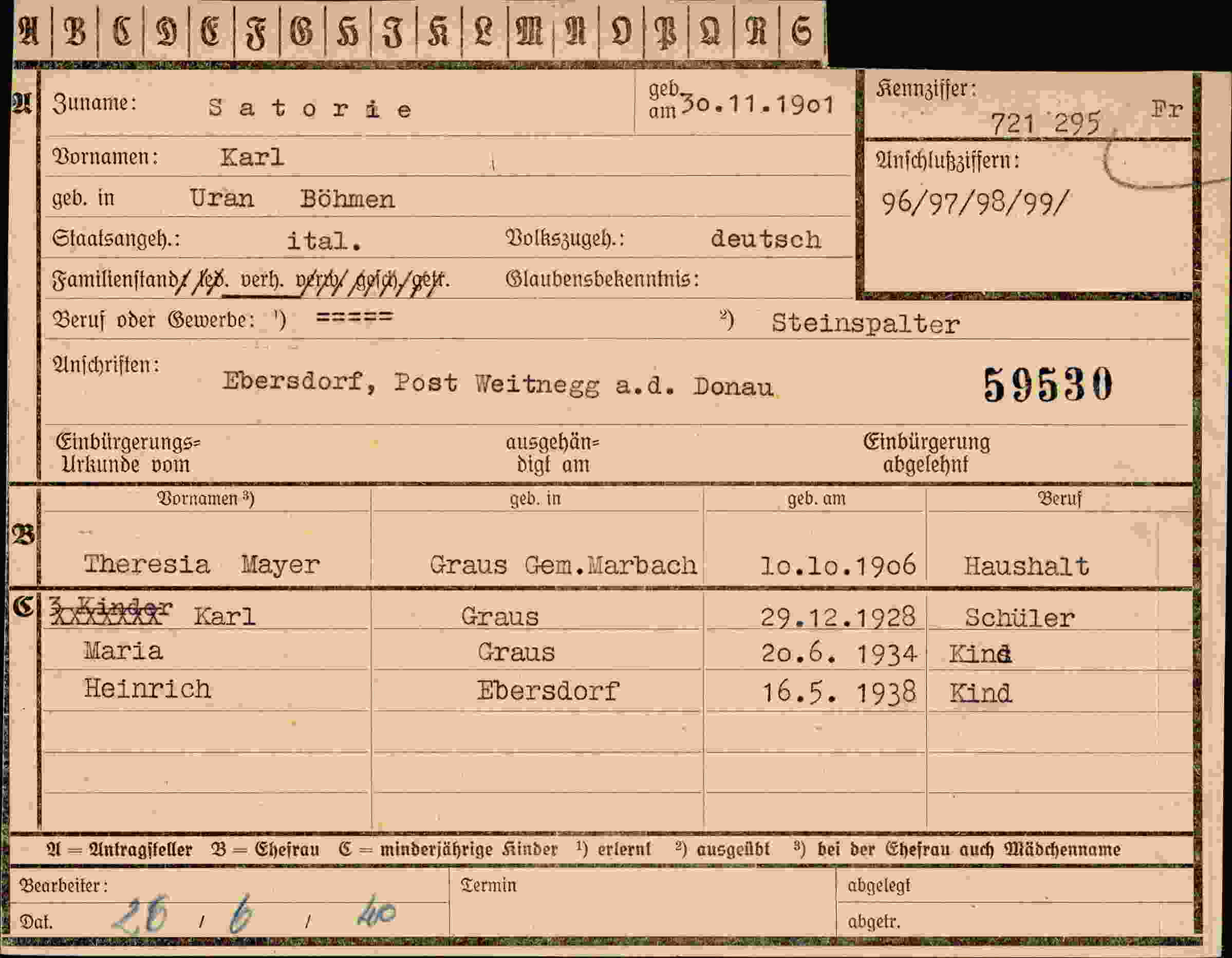 Dokument für Karl Satorie