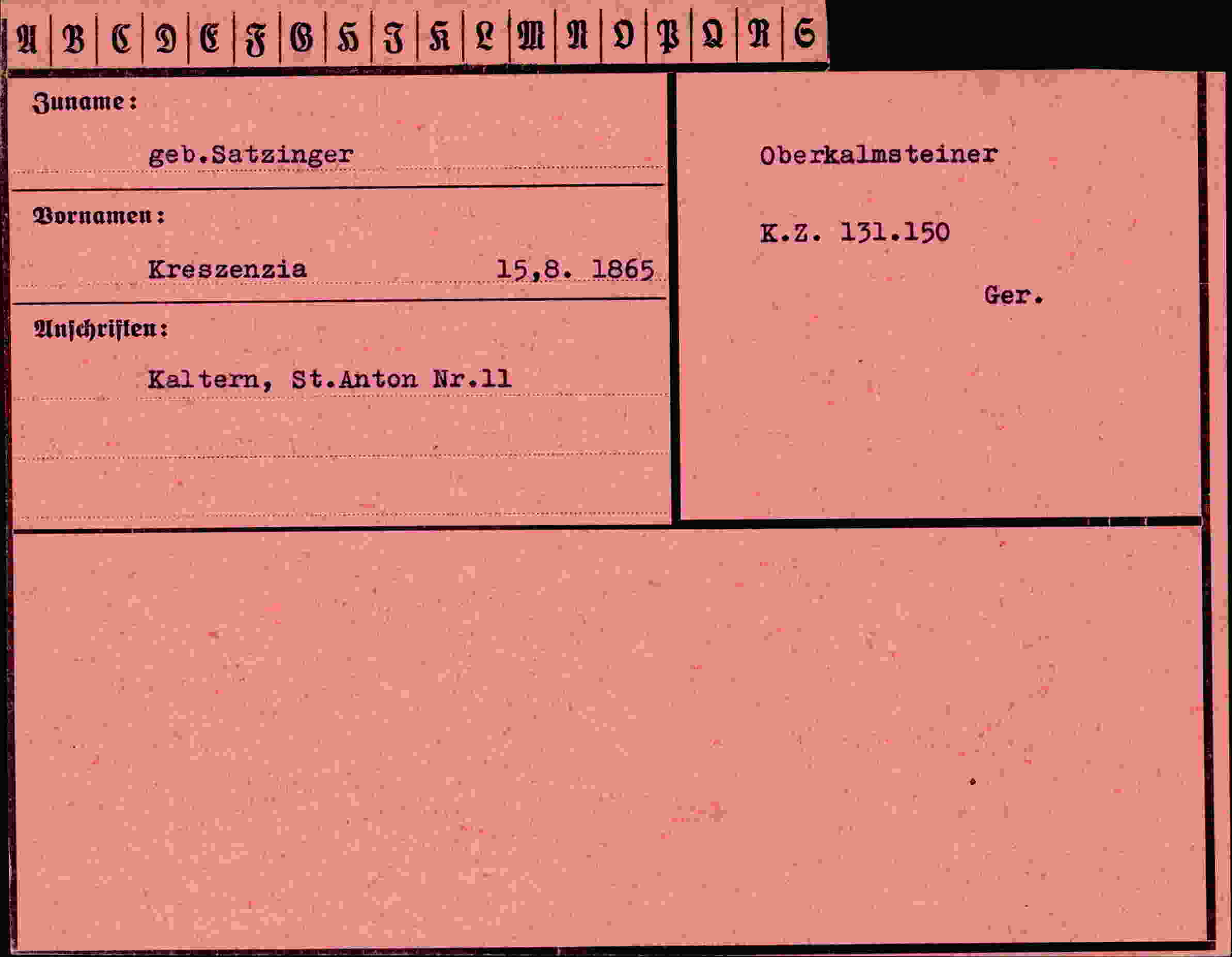 Vorderseite des Dokuments