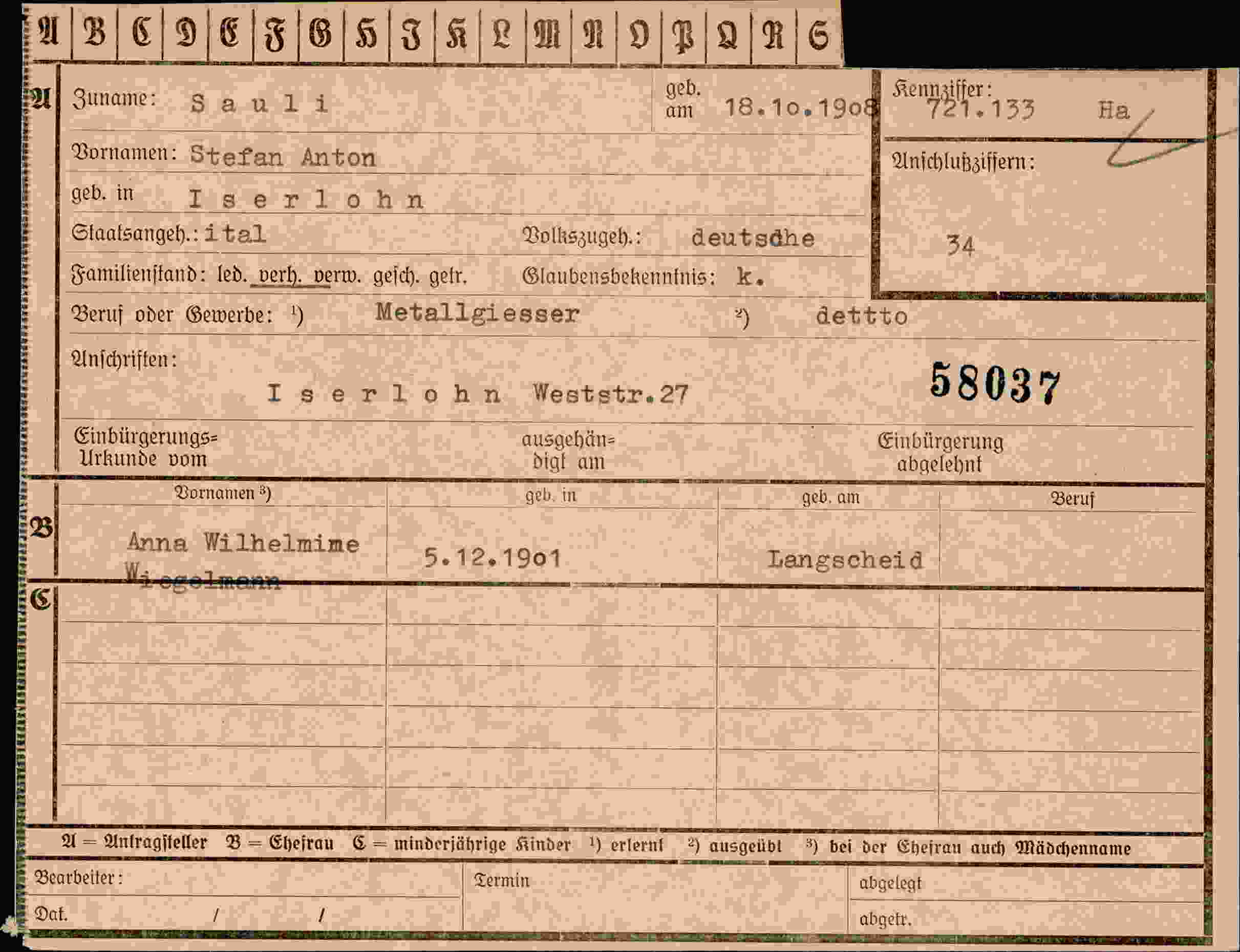 Dokument für Stefan Anton Sauli