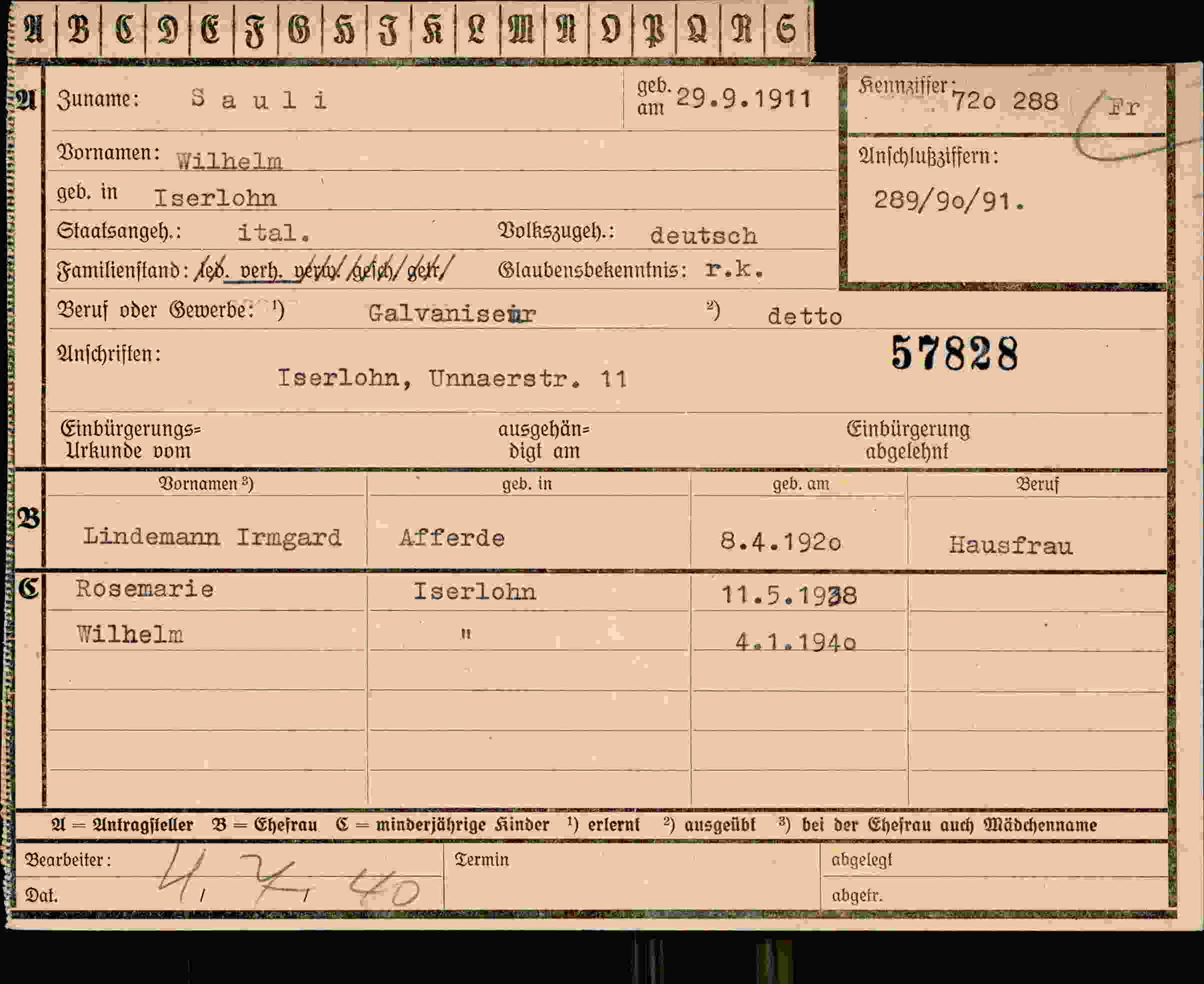Dokument für Wilhelm Sauli