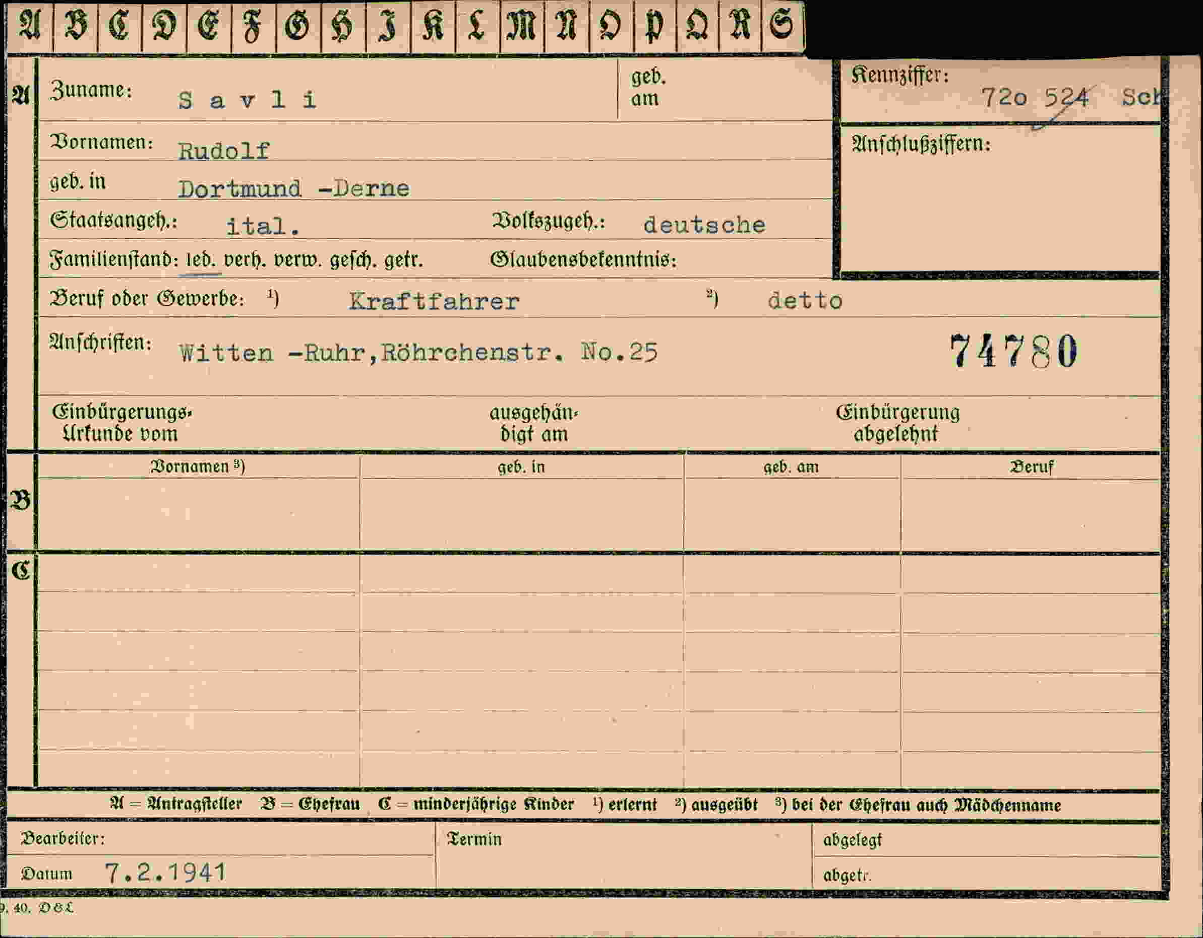 Dokument für Rudolf Savli