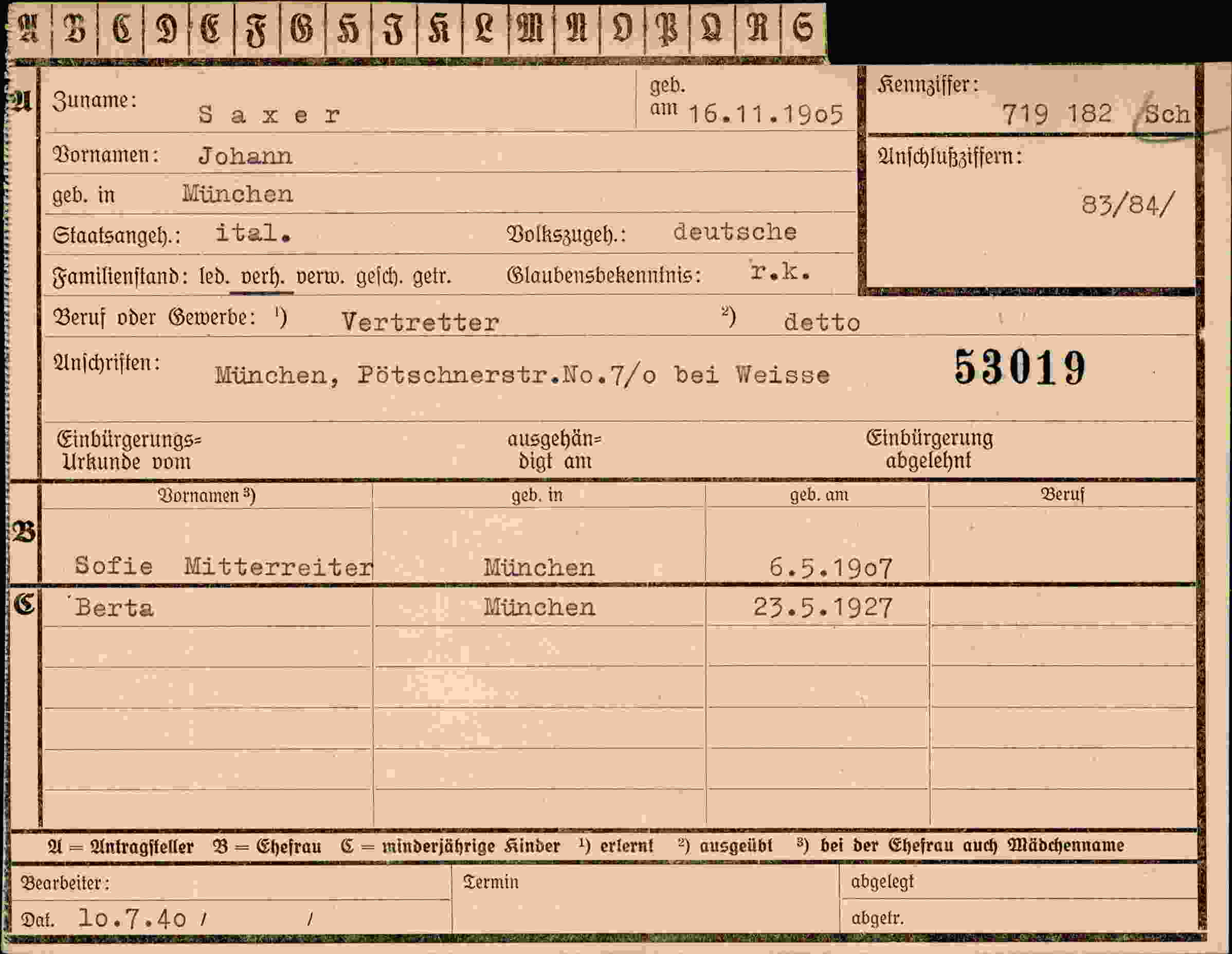 Dokument für Johann Saxer