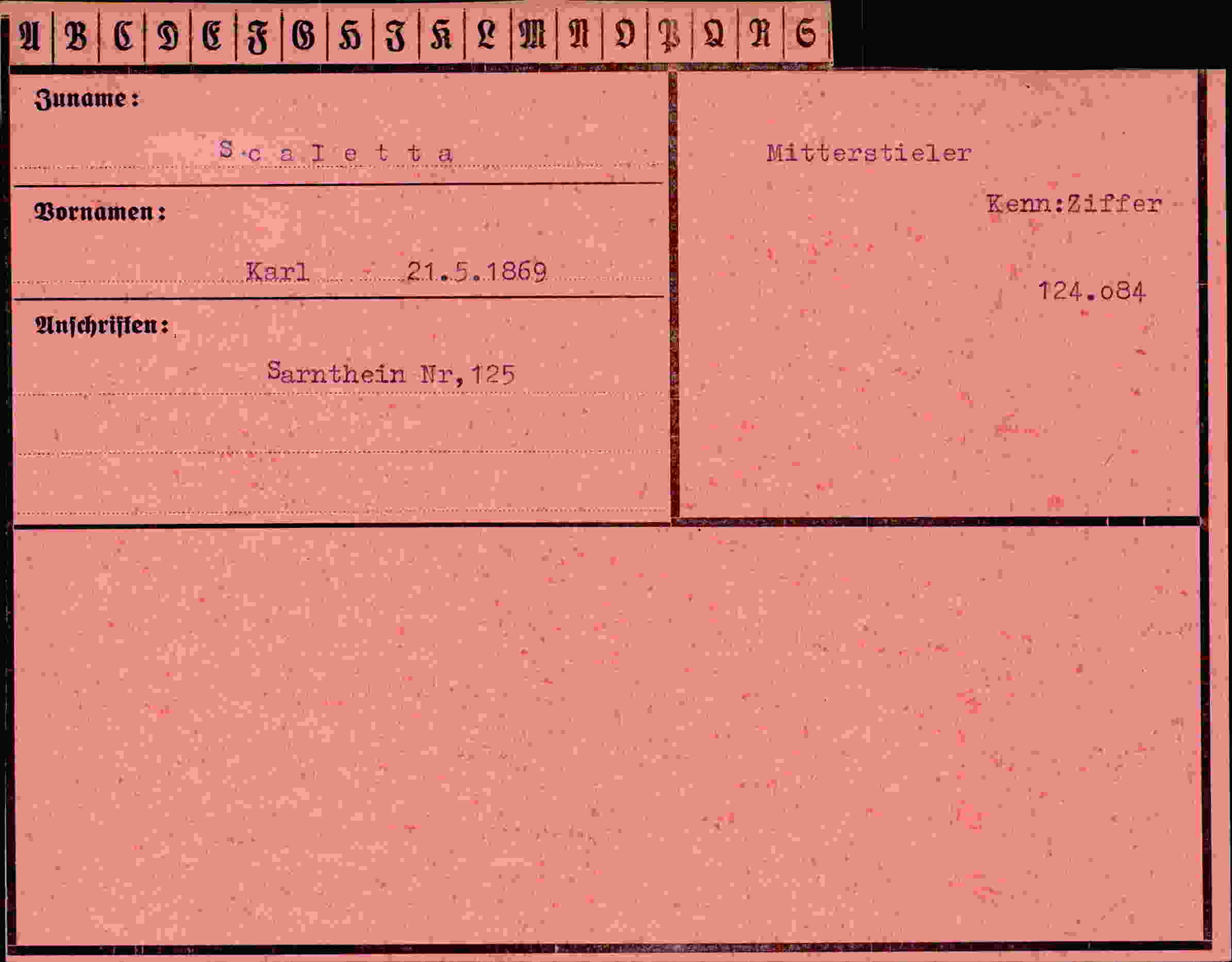Vorderseite des Dokuments