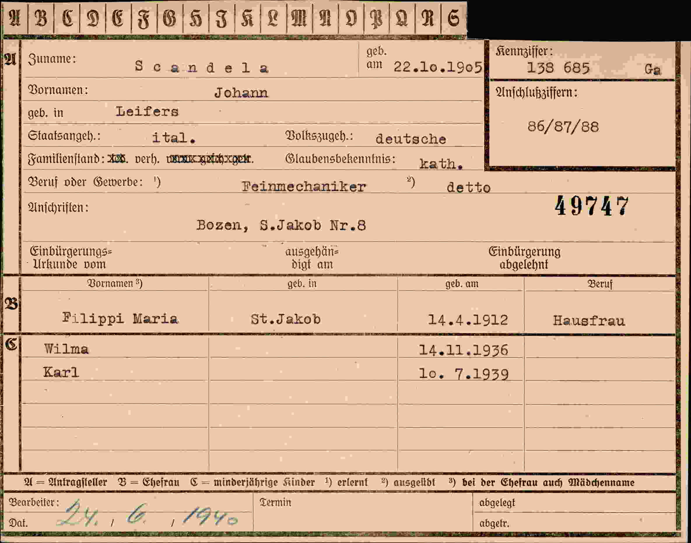 Dokument für Johann Scandela