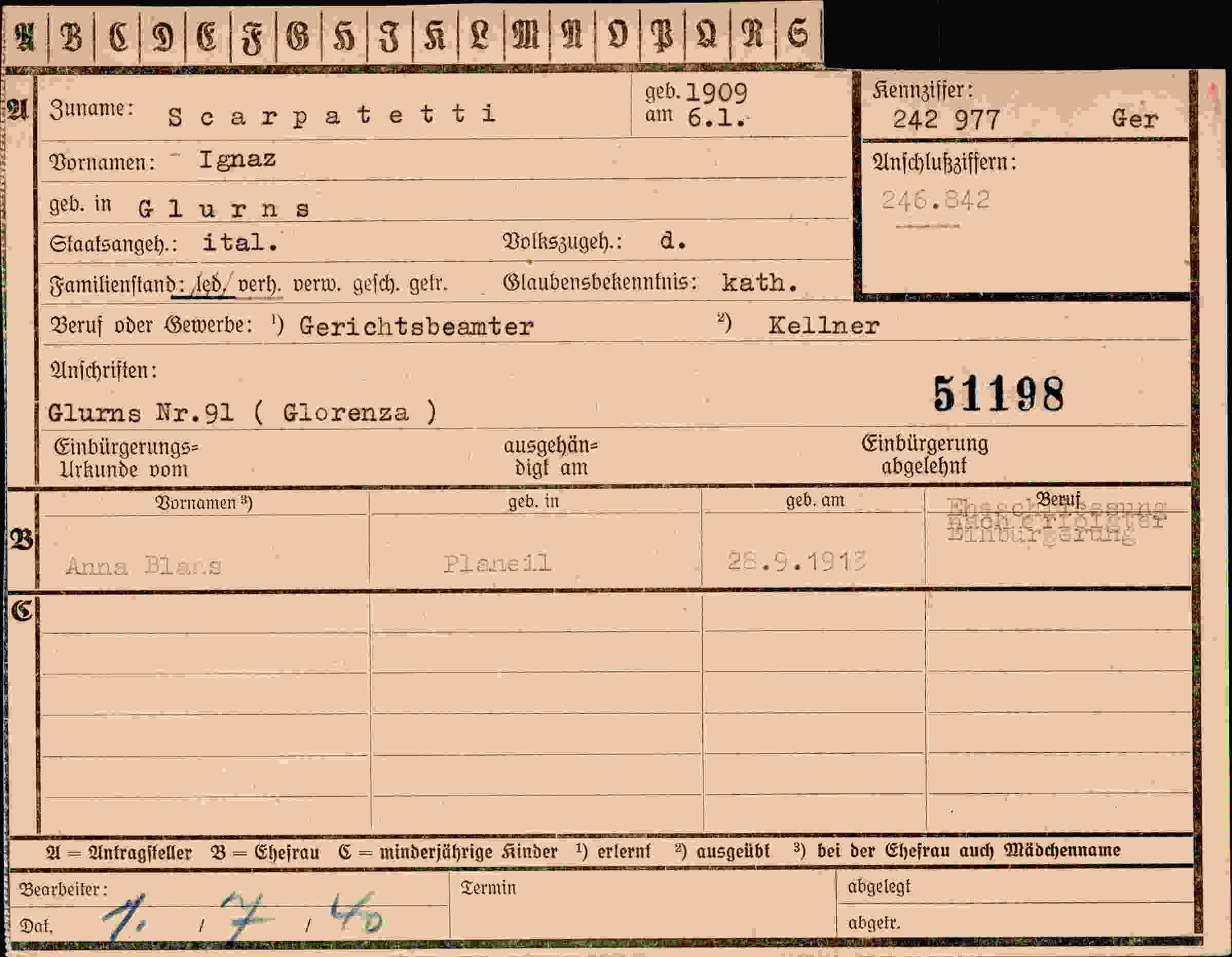 Dokument für Ignaz Scarpatetti