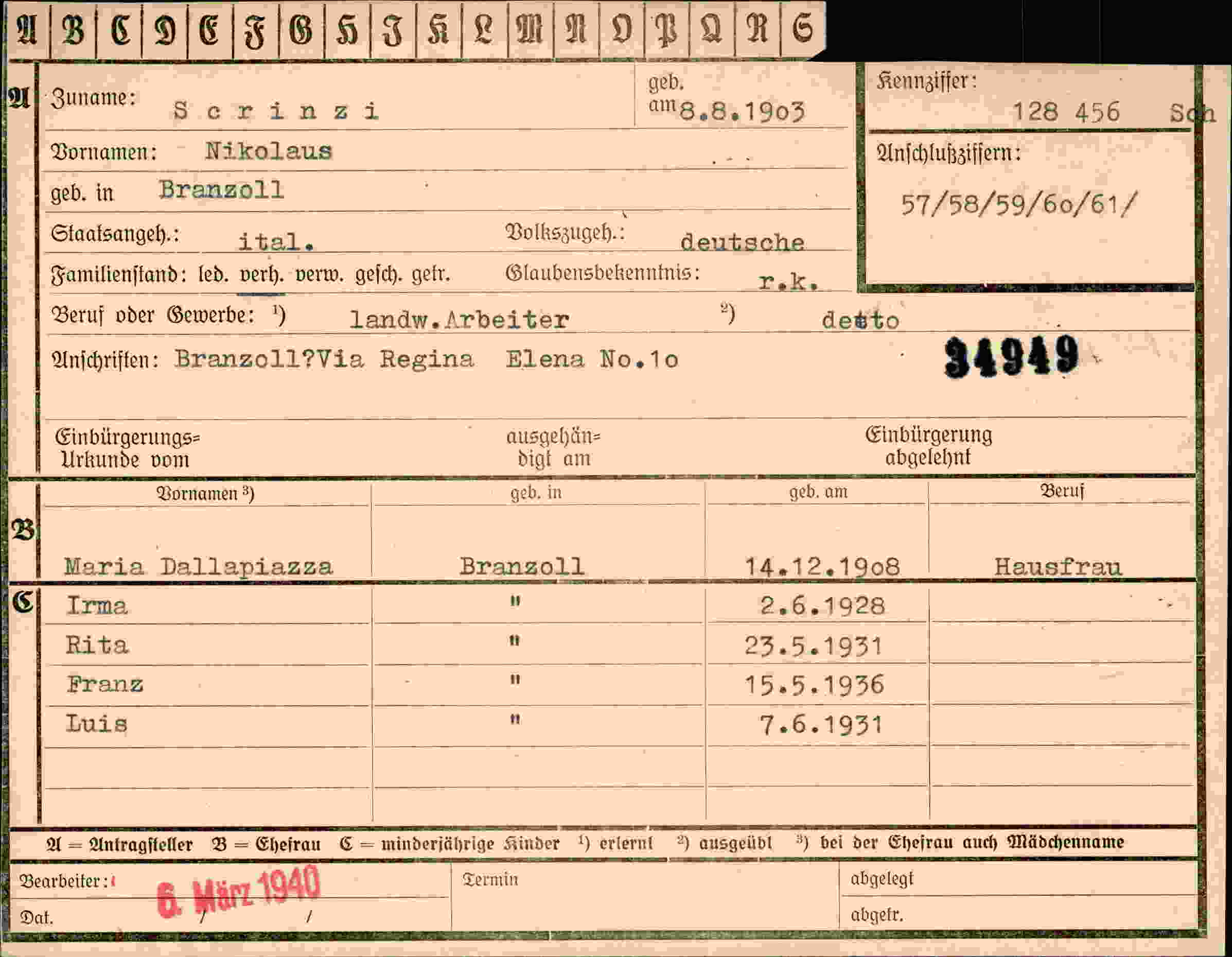 Dokument für Nikolaus Scrinzi