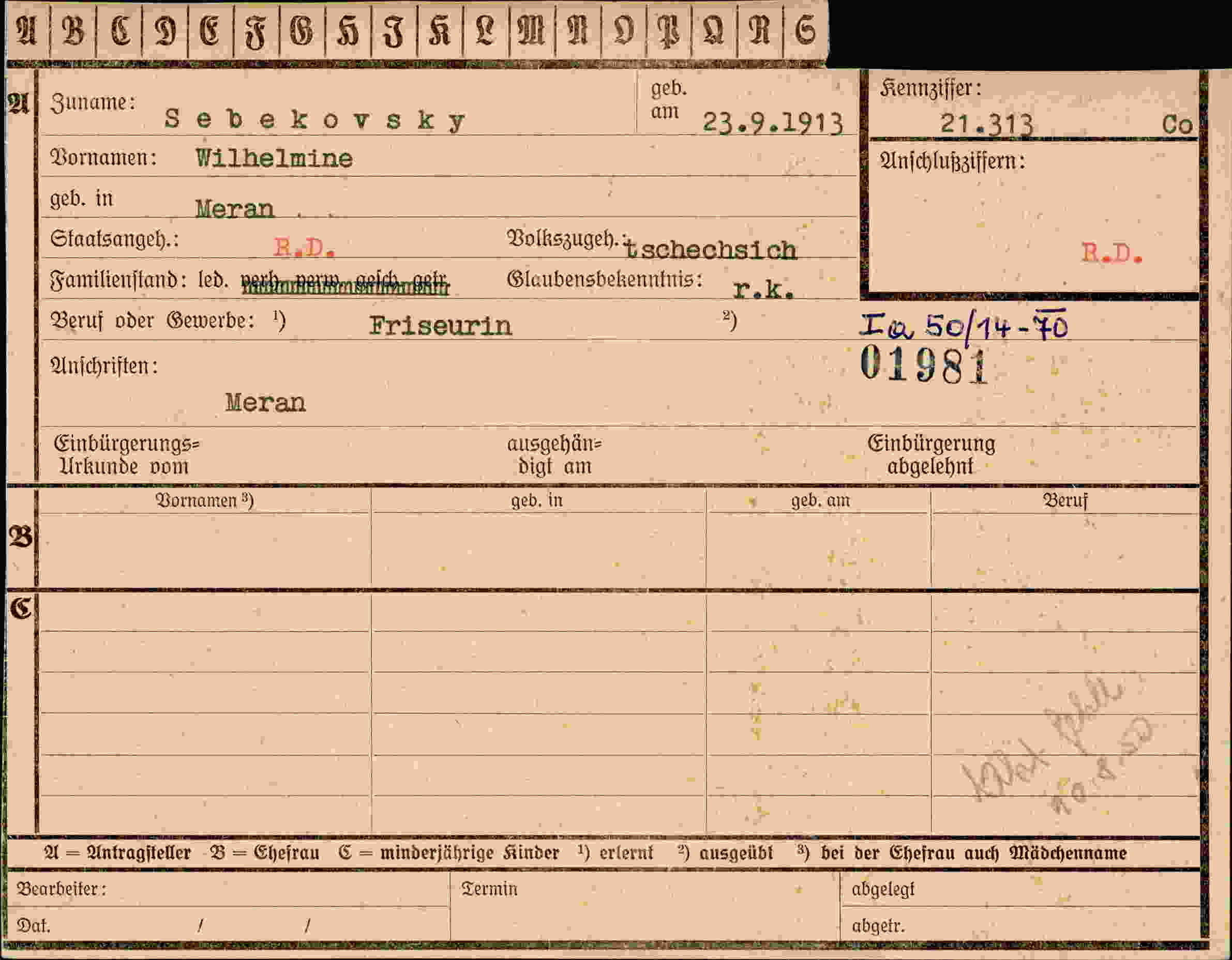 Vorderseite des Dokuments
