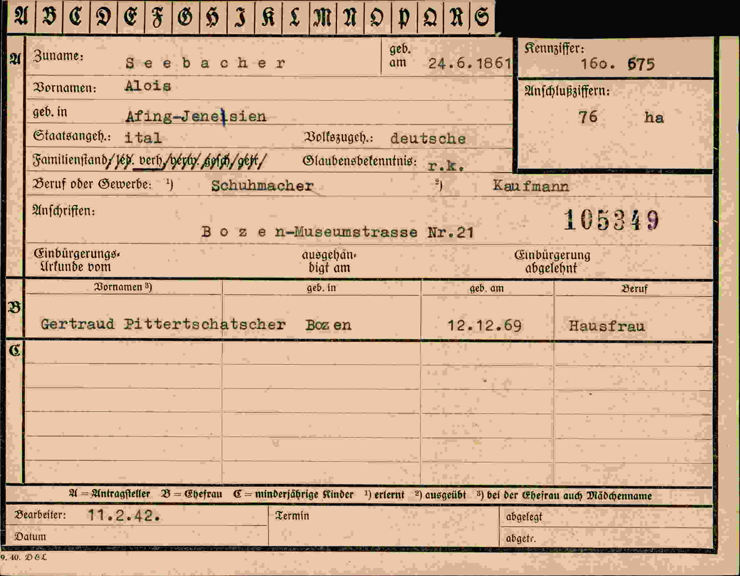 Vorderseite des Dokuments