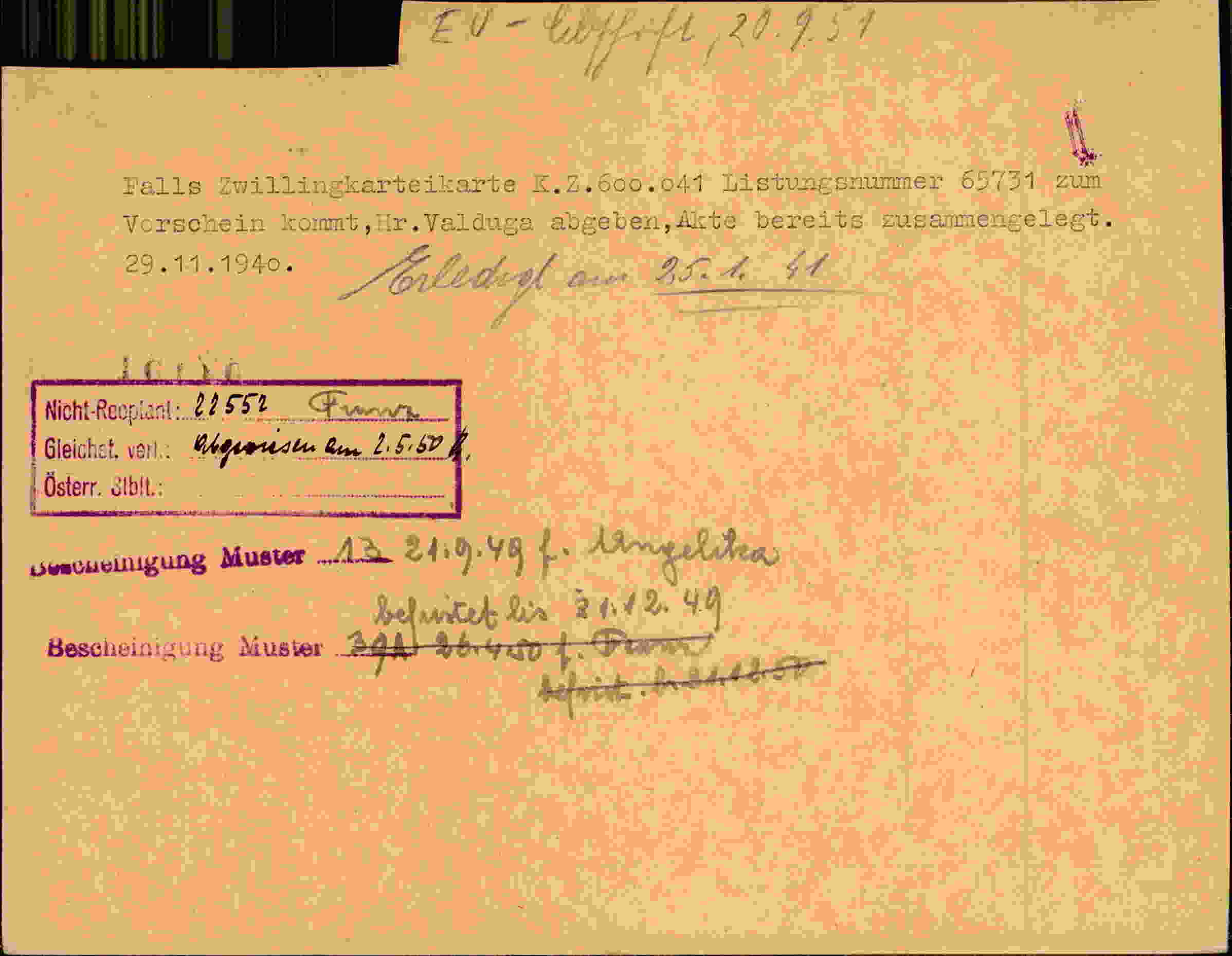 Rückseite des Dokuments
