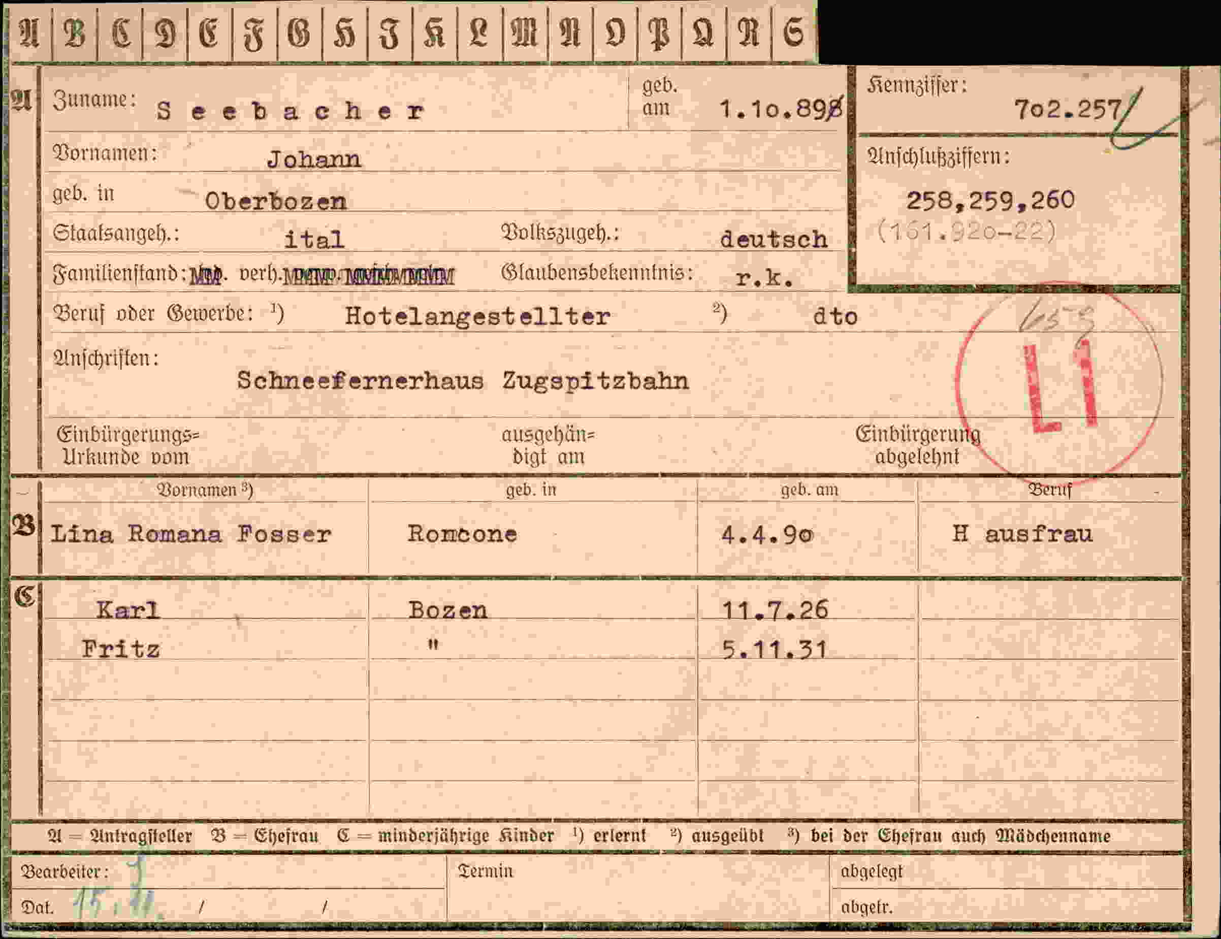 Vorderseite des Dokuments