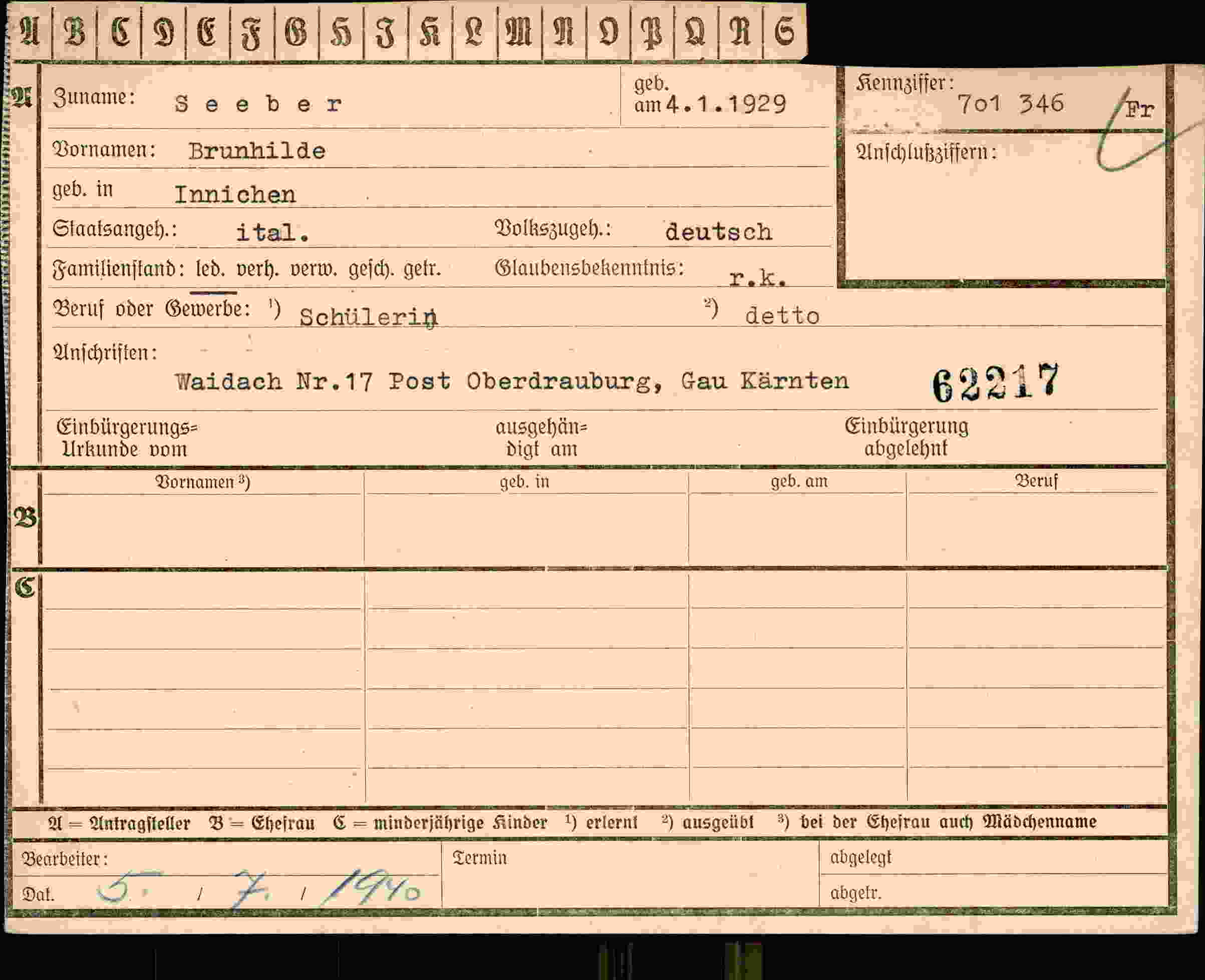 Vorderseite des Dokuments