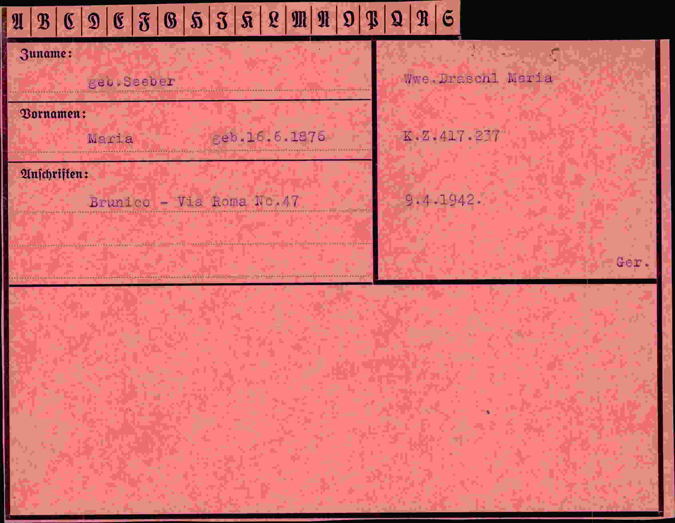Vorderseite des Dokuments