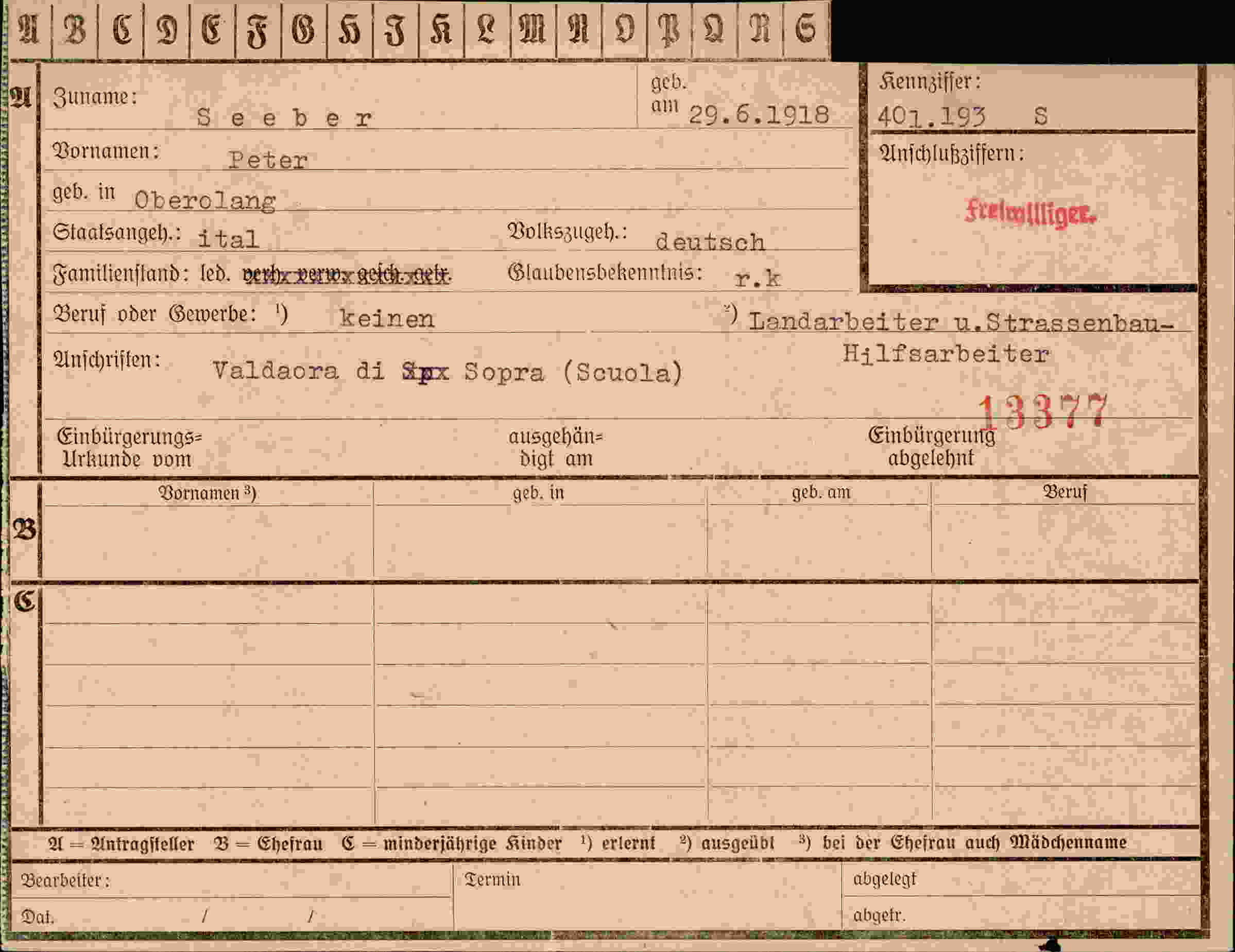 Dokument für Peter Seeber