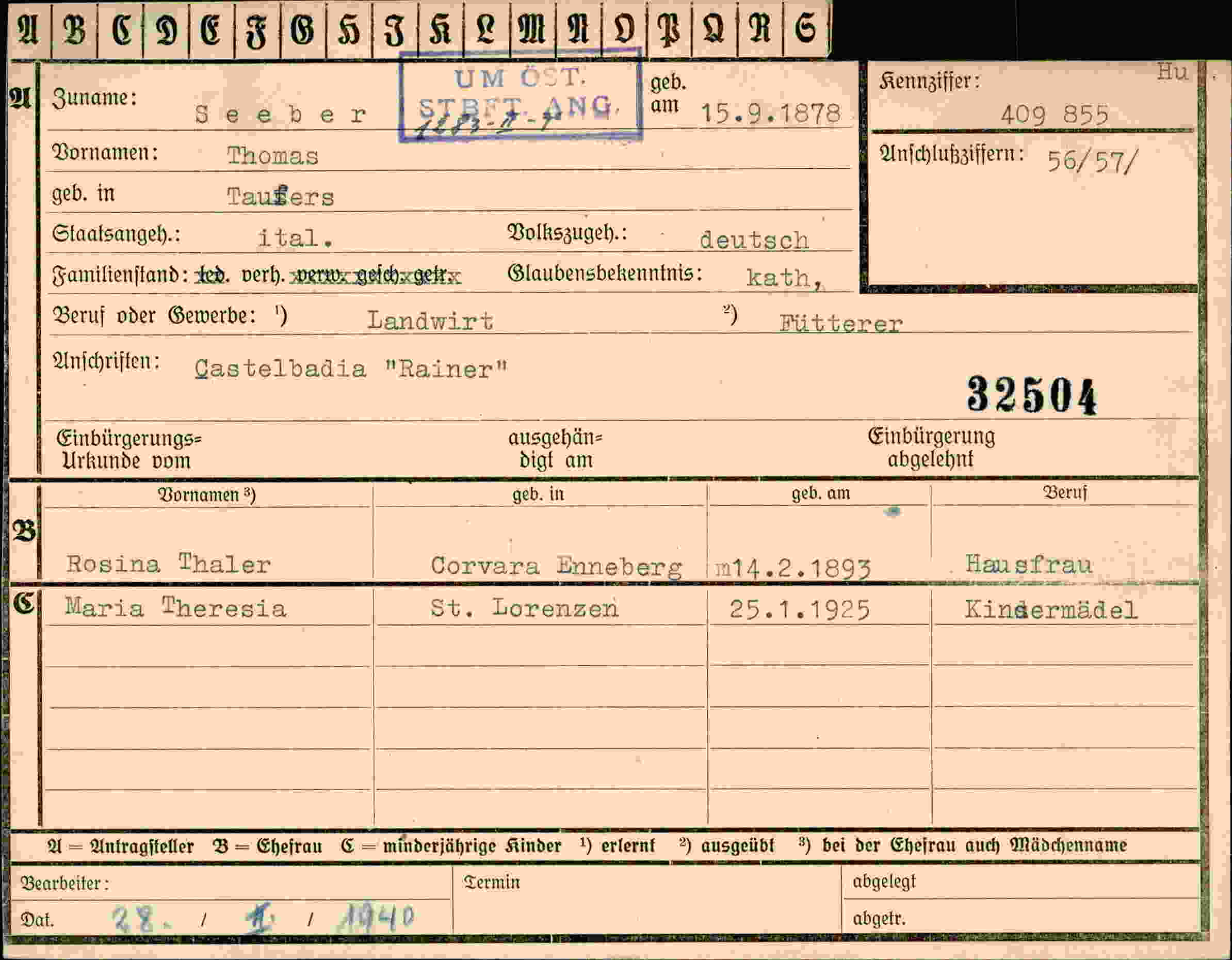 Dokument für Thomas Seeber