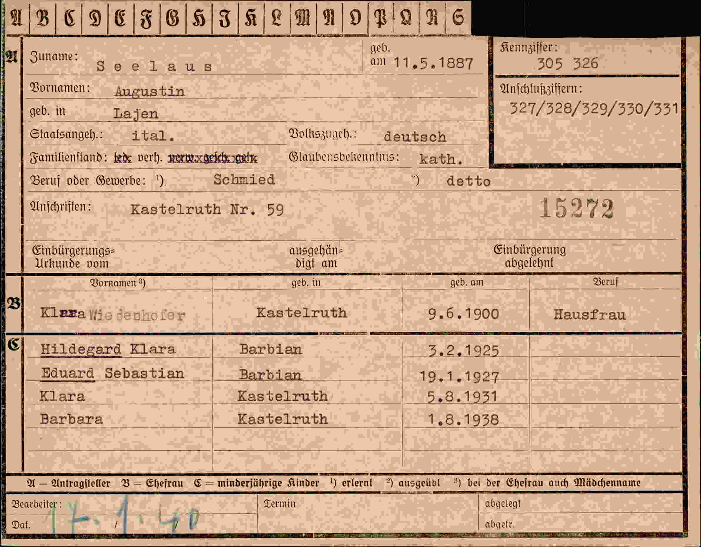Vorderseite des Dokuments