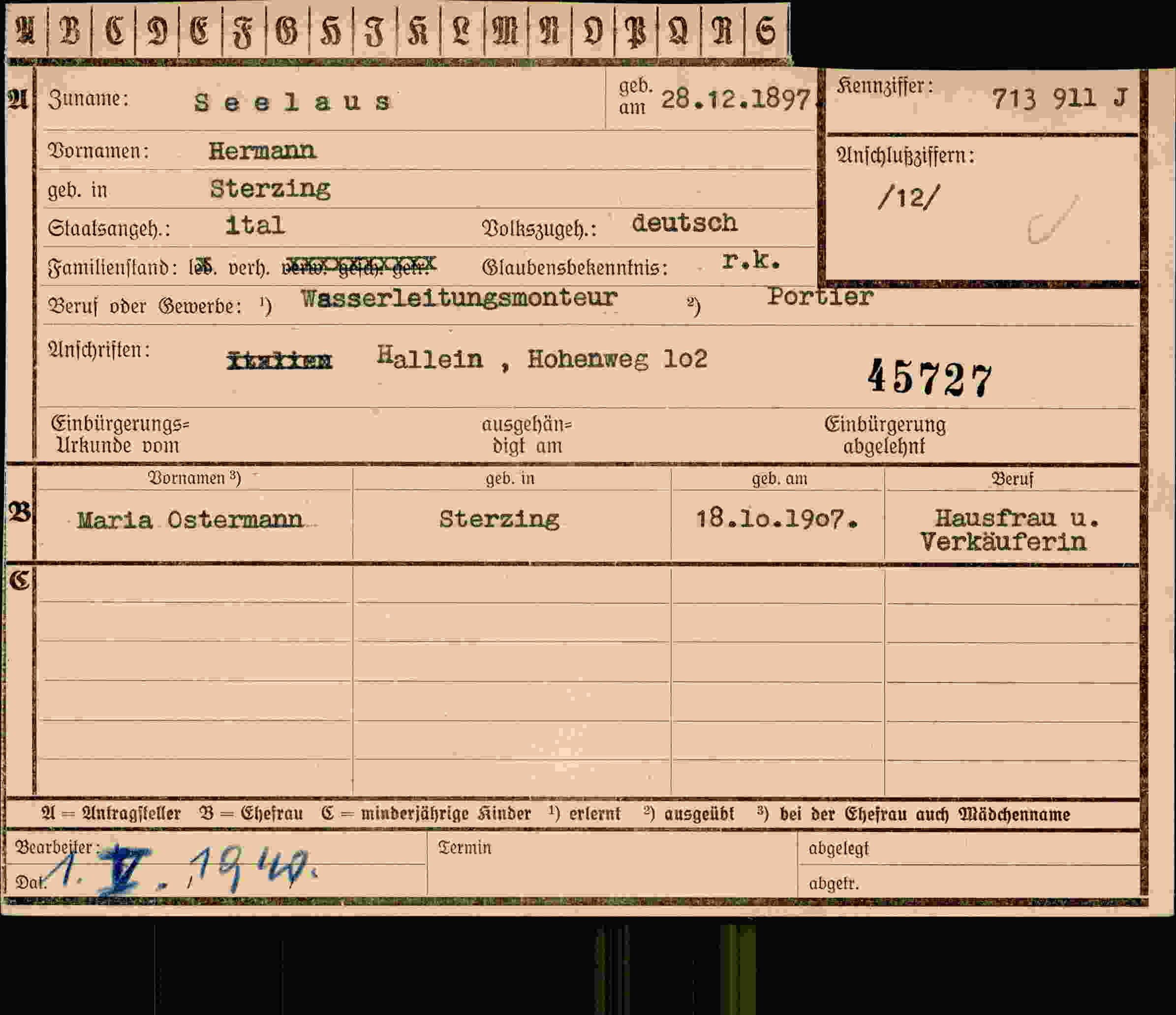 Vorderseite des Dokuments