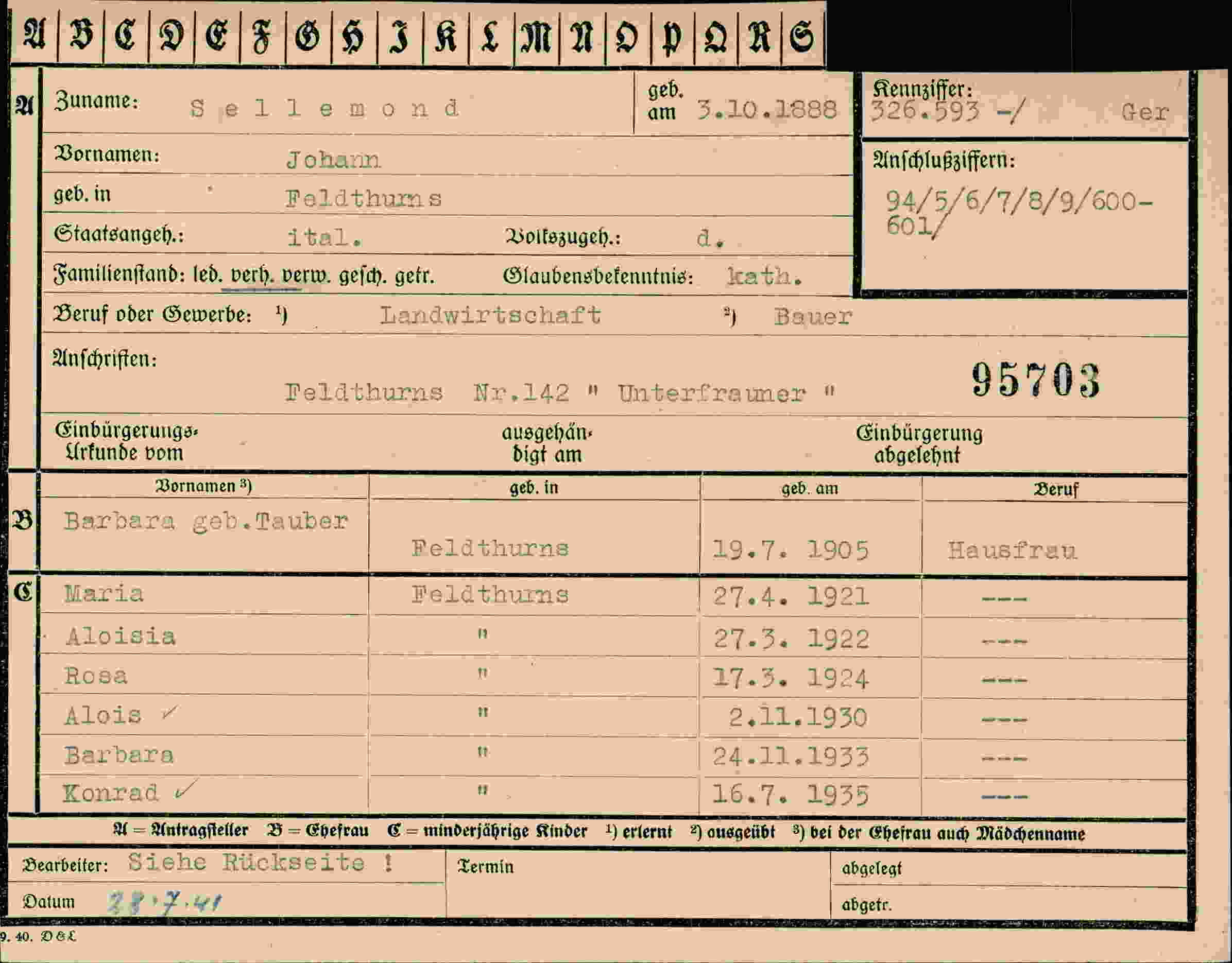 Vorderseite des Dokuments