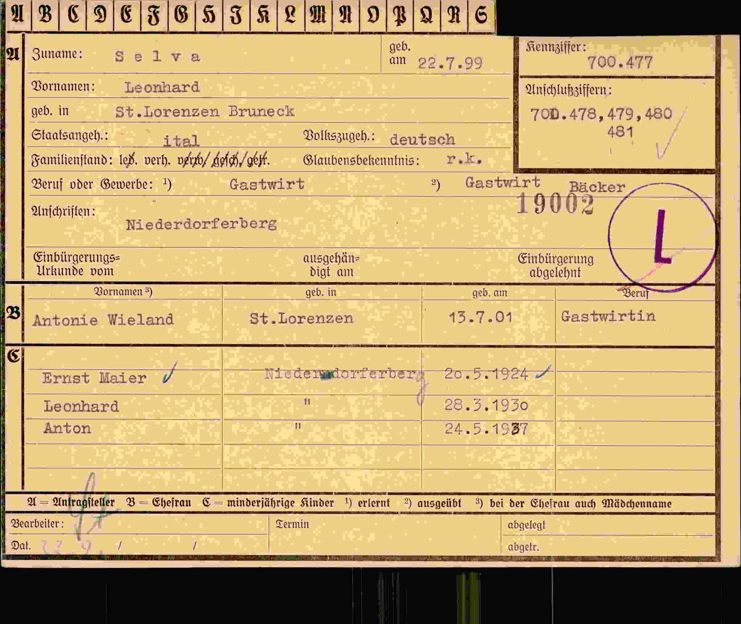 Dokument für Leonhard Selva