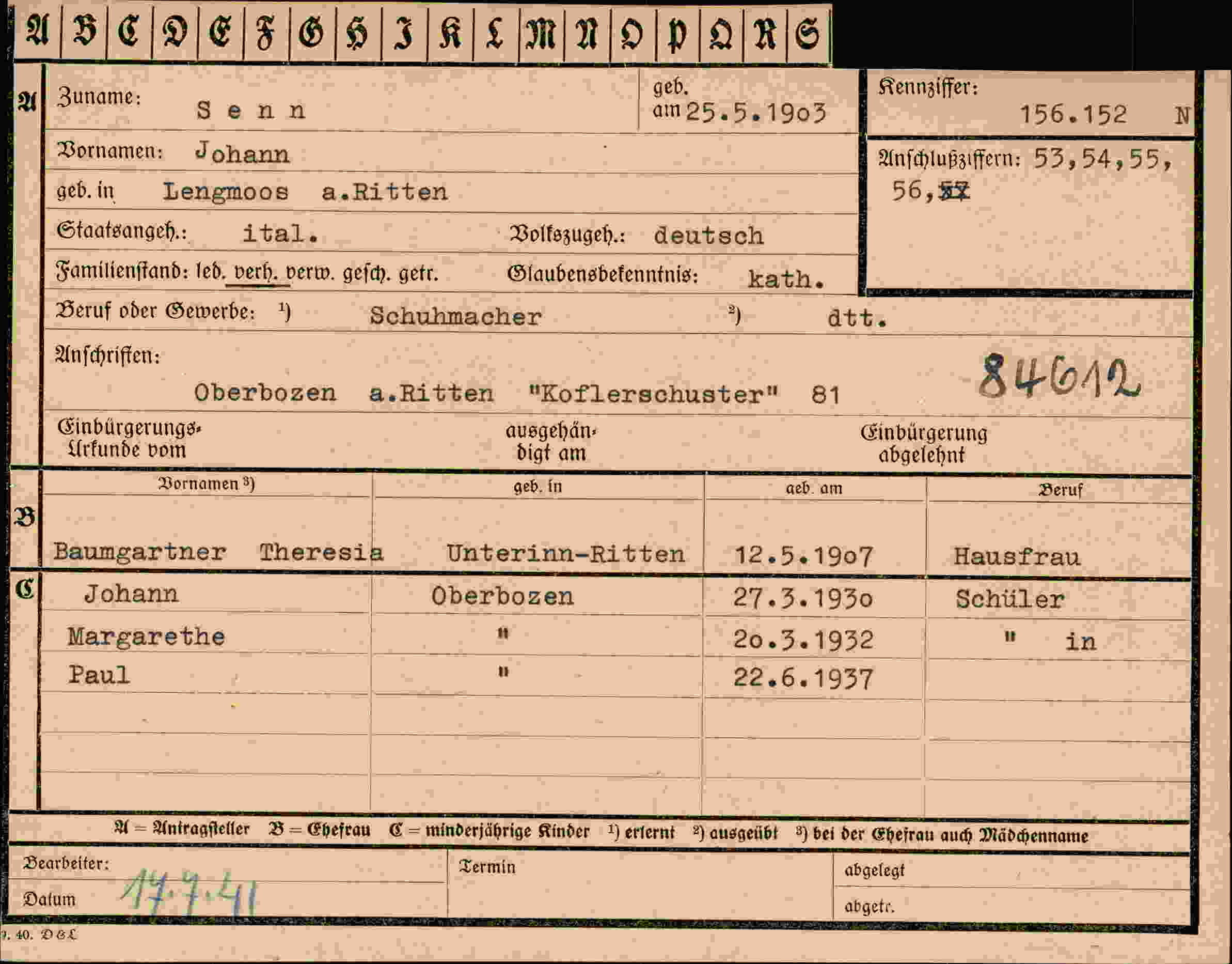 Vorderseite des Dokuments