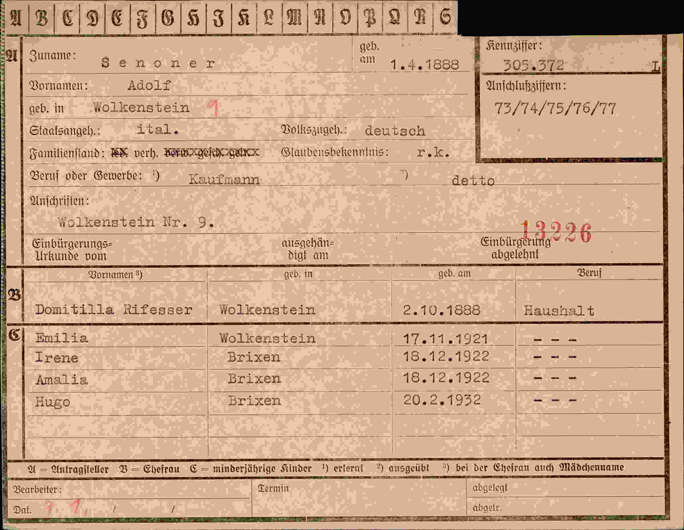 Vorderseite des Dokuments