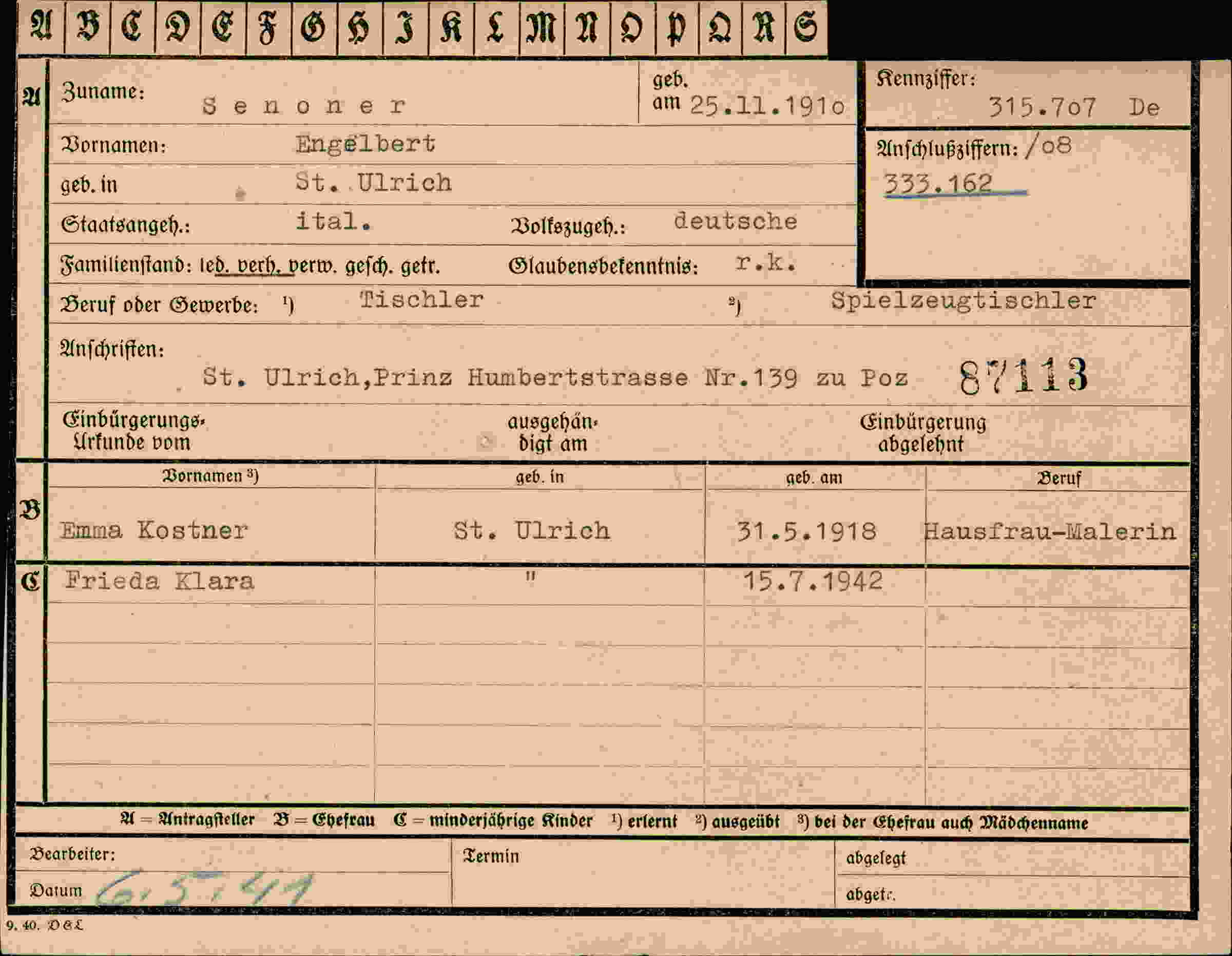 Dokument für Engelbert Senoner