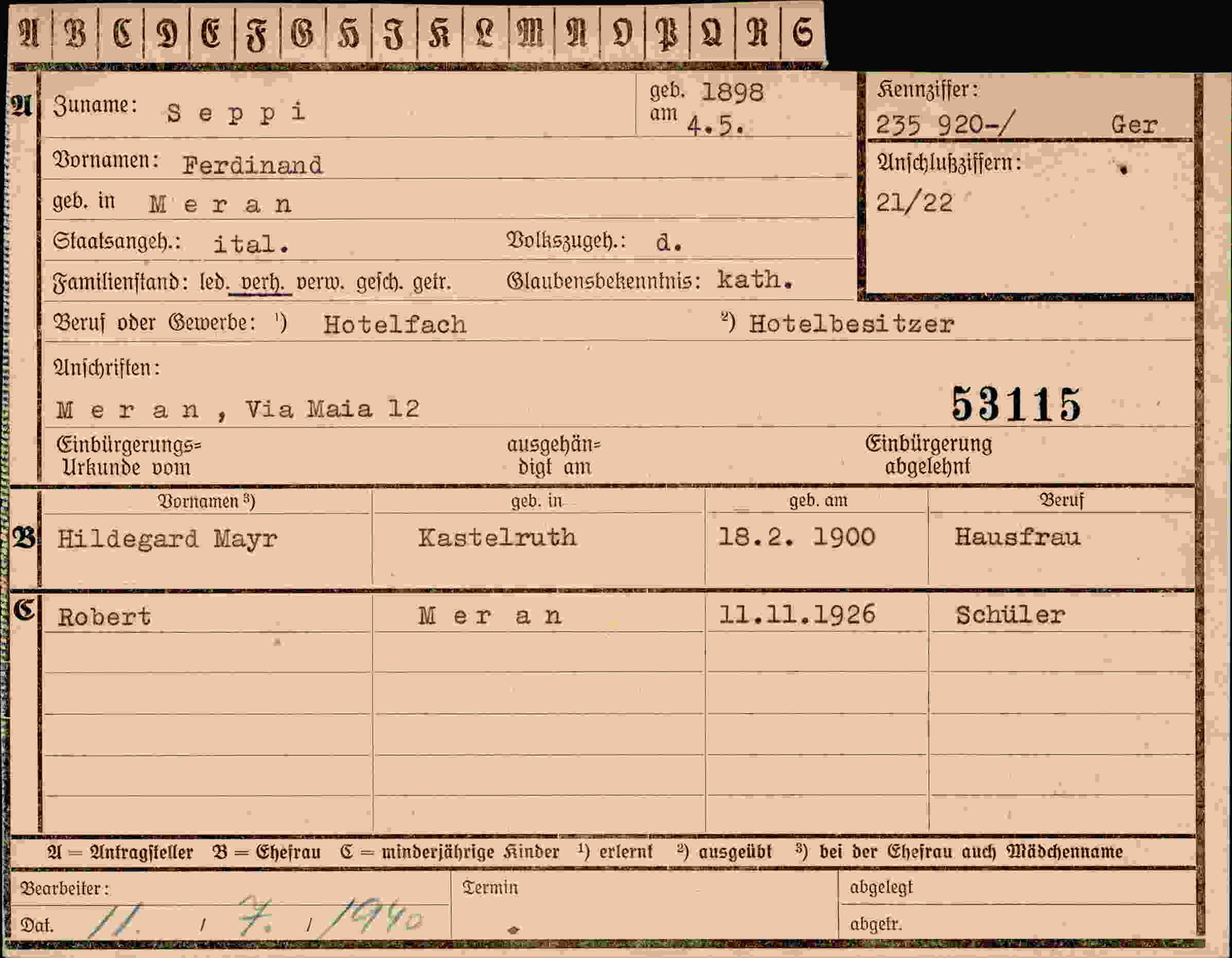Dokument für Ferdinand Seppi