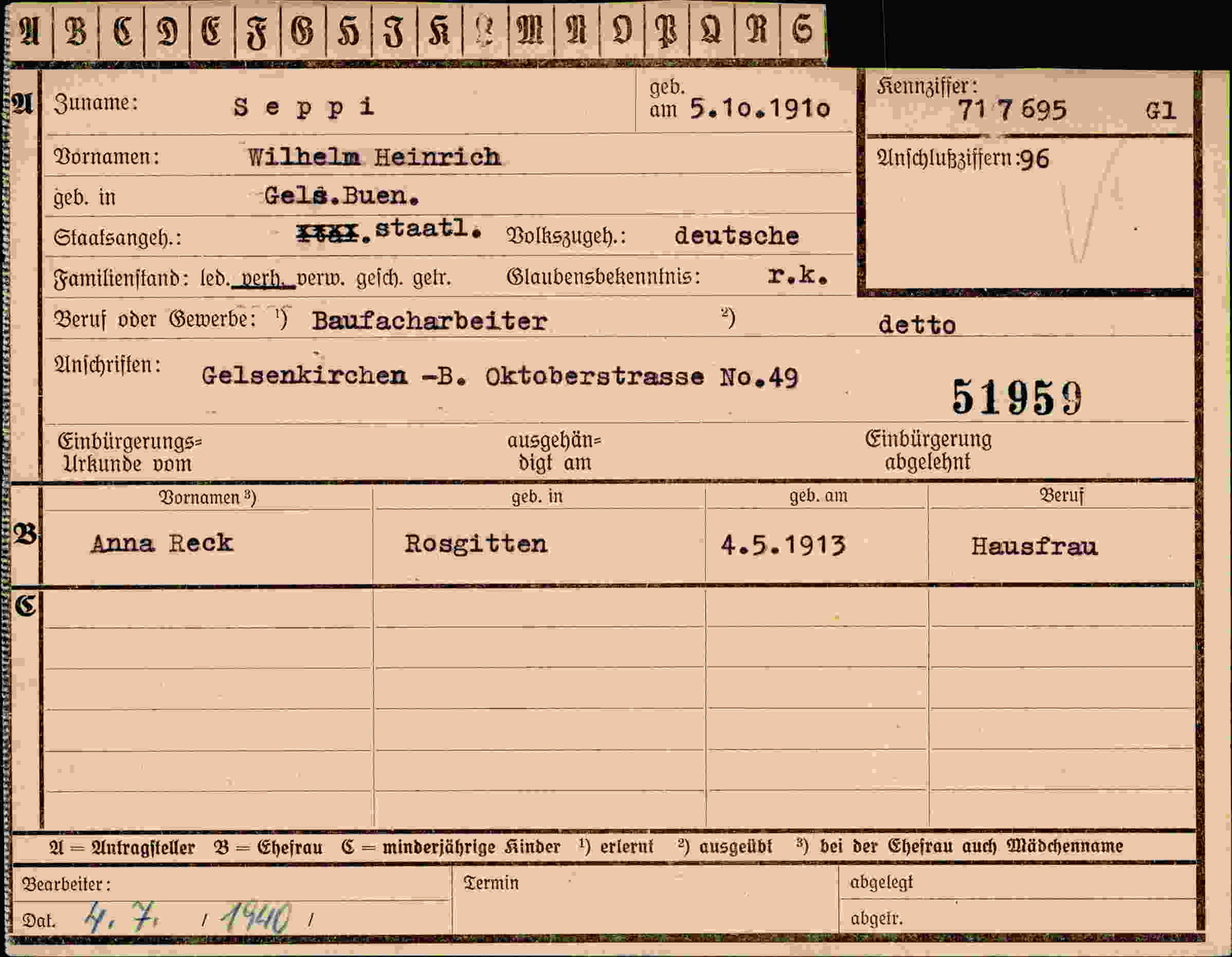 Vorderseite des Dokuments