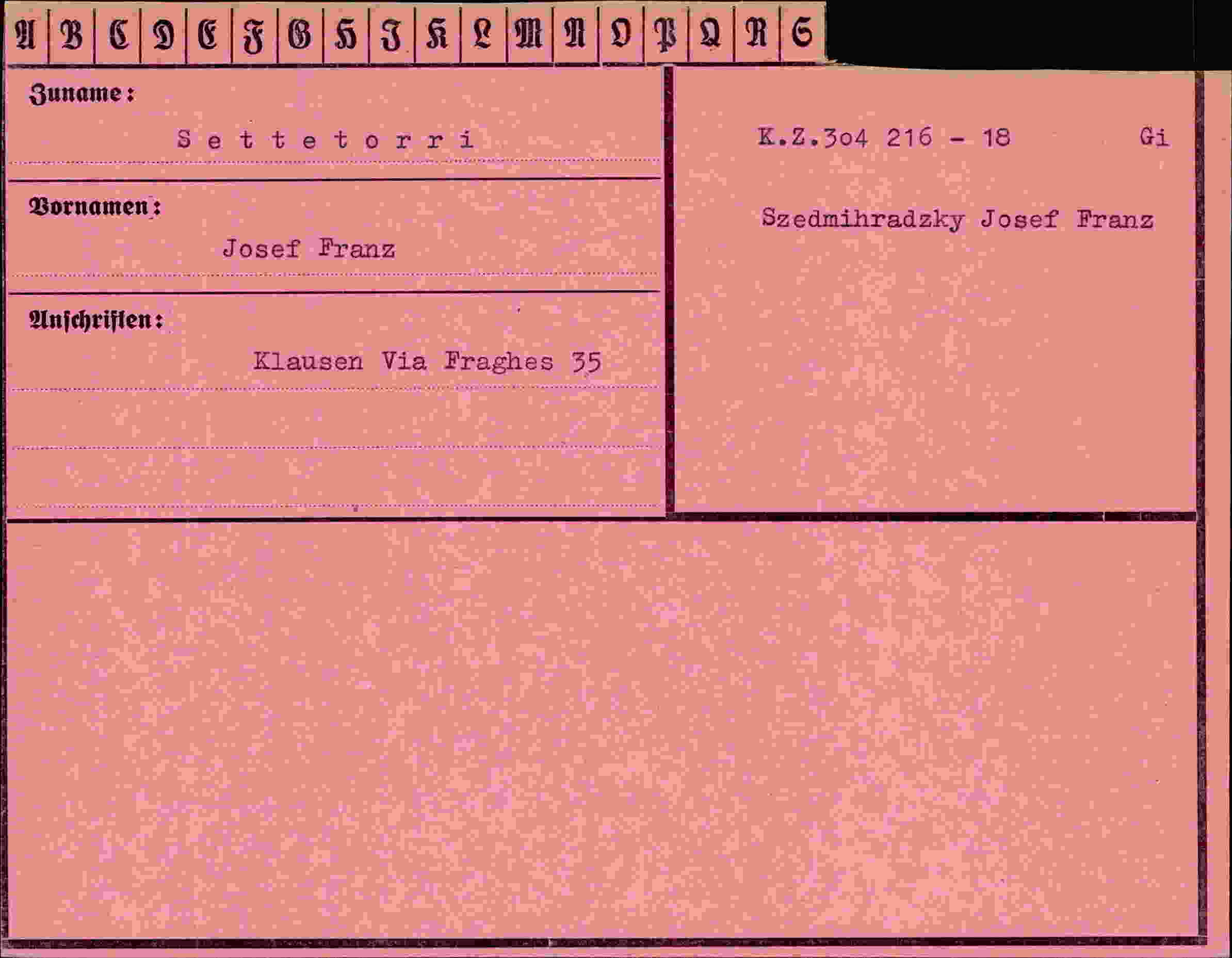 Vorderseite des Dokuments