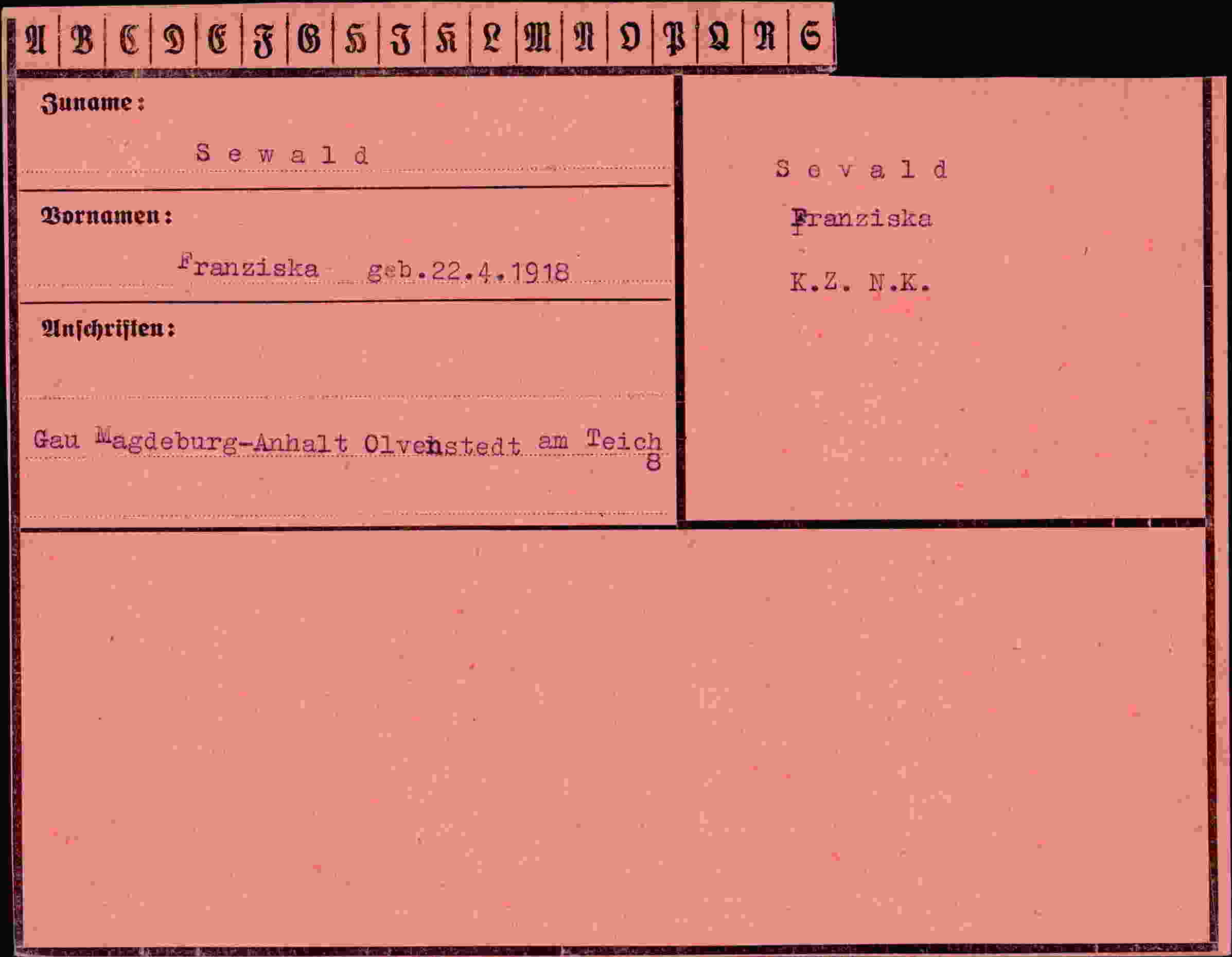 Vorderseite des Dokuments