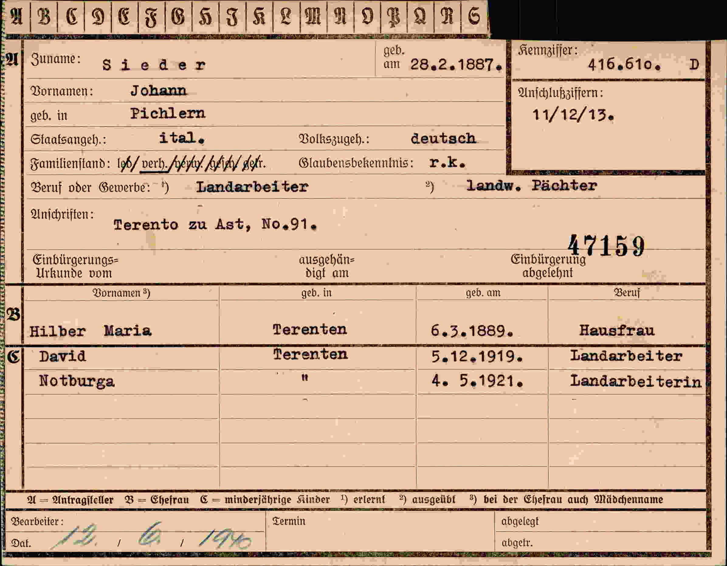 Vorderseite des Dokuments