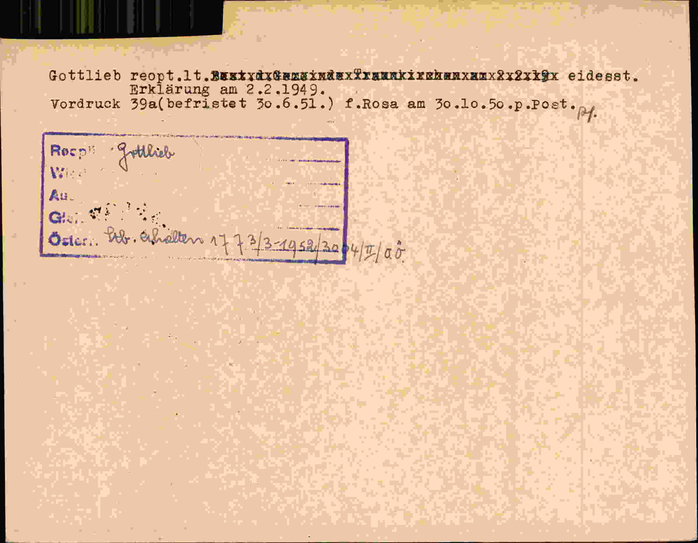 Rückseite des Dokuments