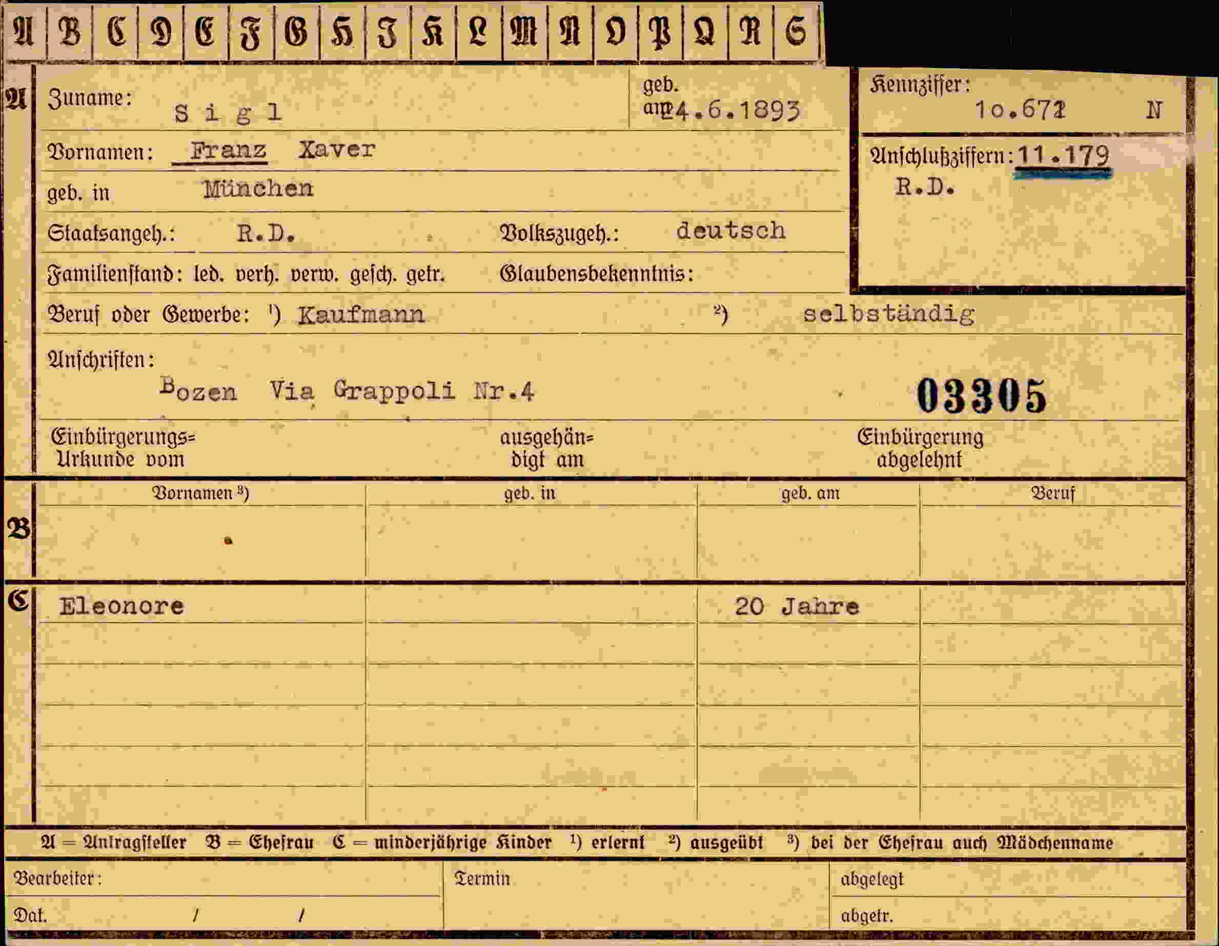 Dokument für Franz Sigl