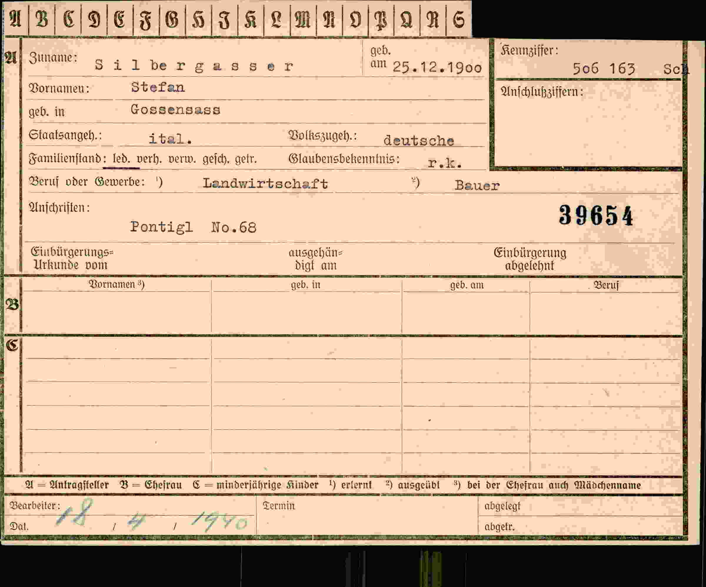 Vorderseite des Dokuments