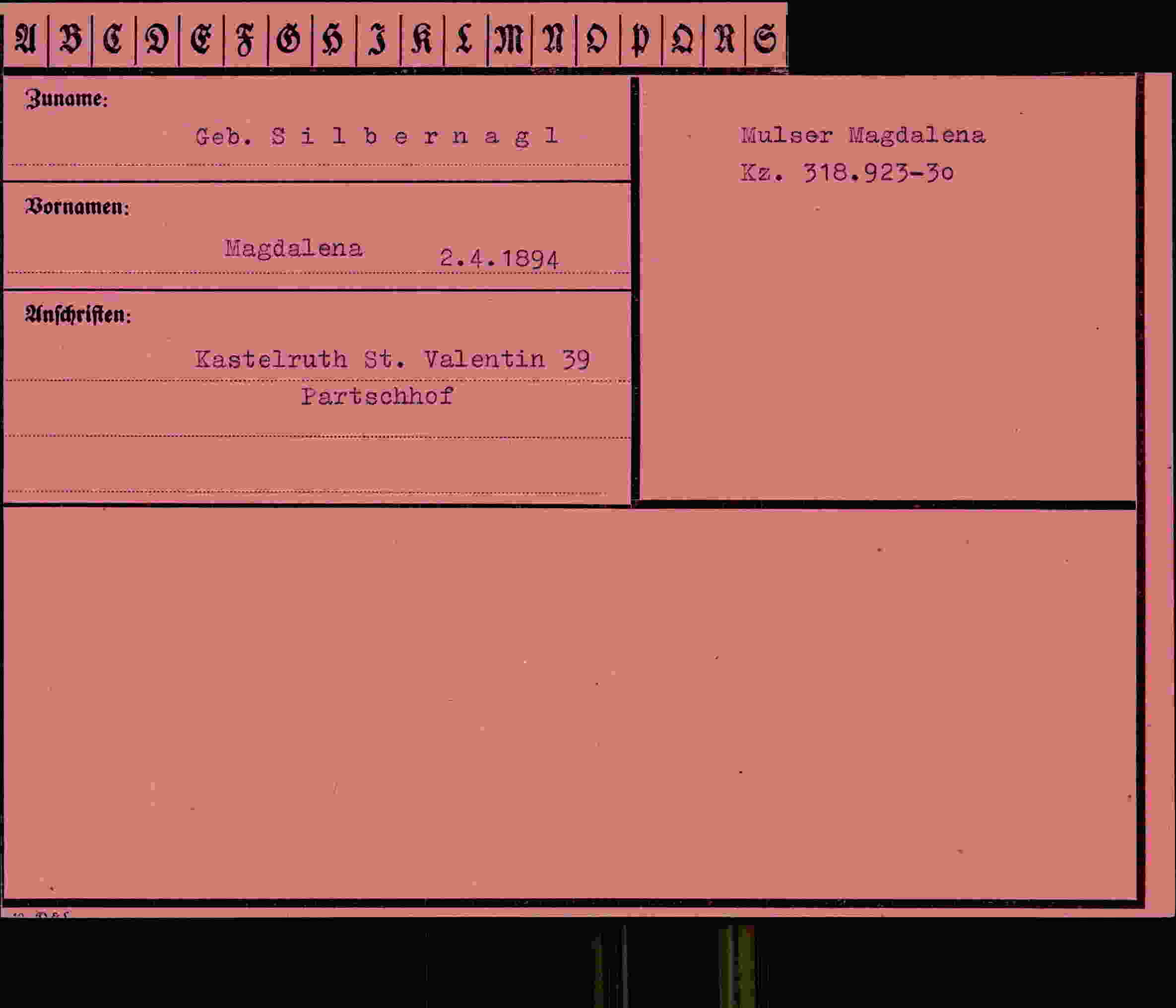 Vorderseite des Dokuments