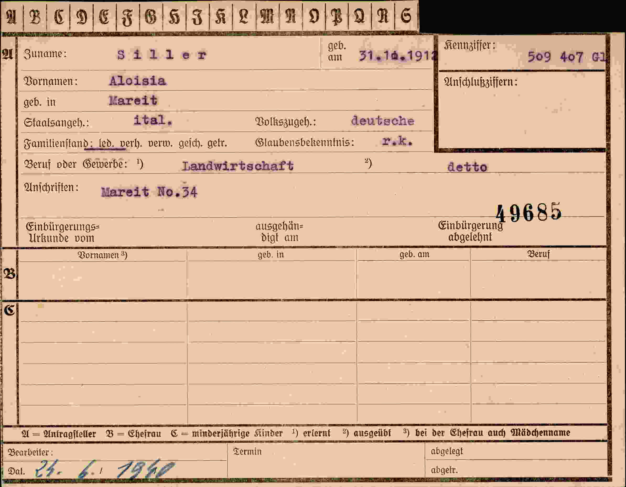 Vorderseite des Dokuments