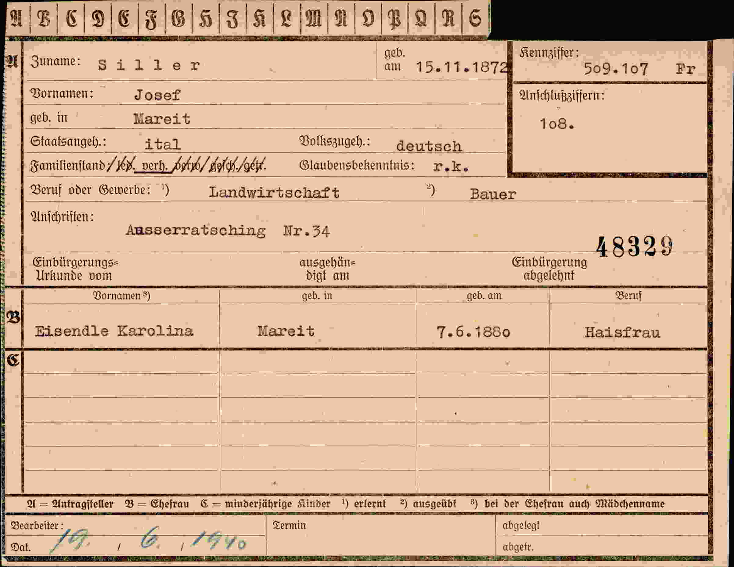 Vorderseite des Dokuments